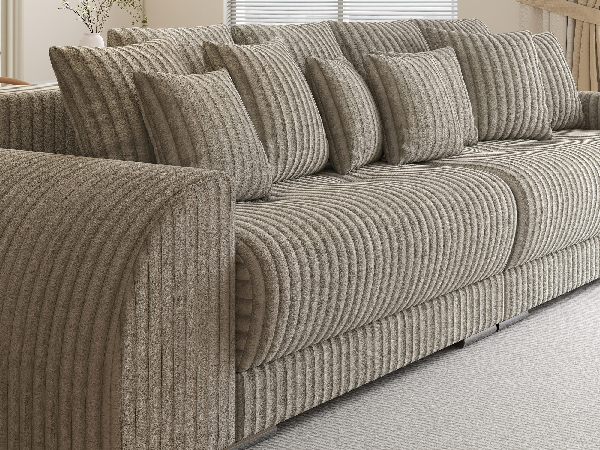 Canapea extensibilă dumonde cu 2 lăzi de depozitare si sezut confortabil din spuma high-density, Verona Tilia Gri- Bej 11 310x100 cm