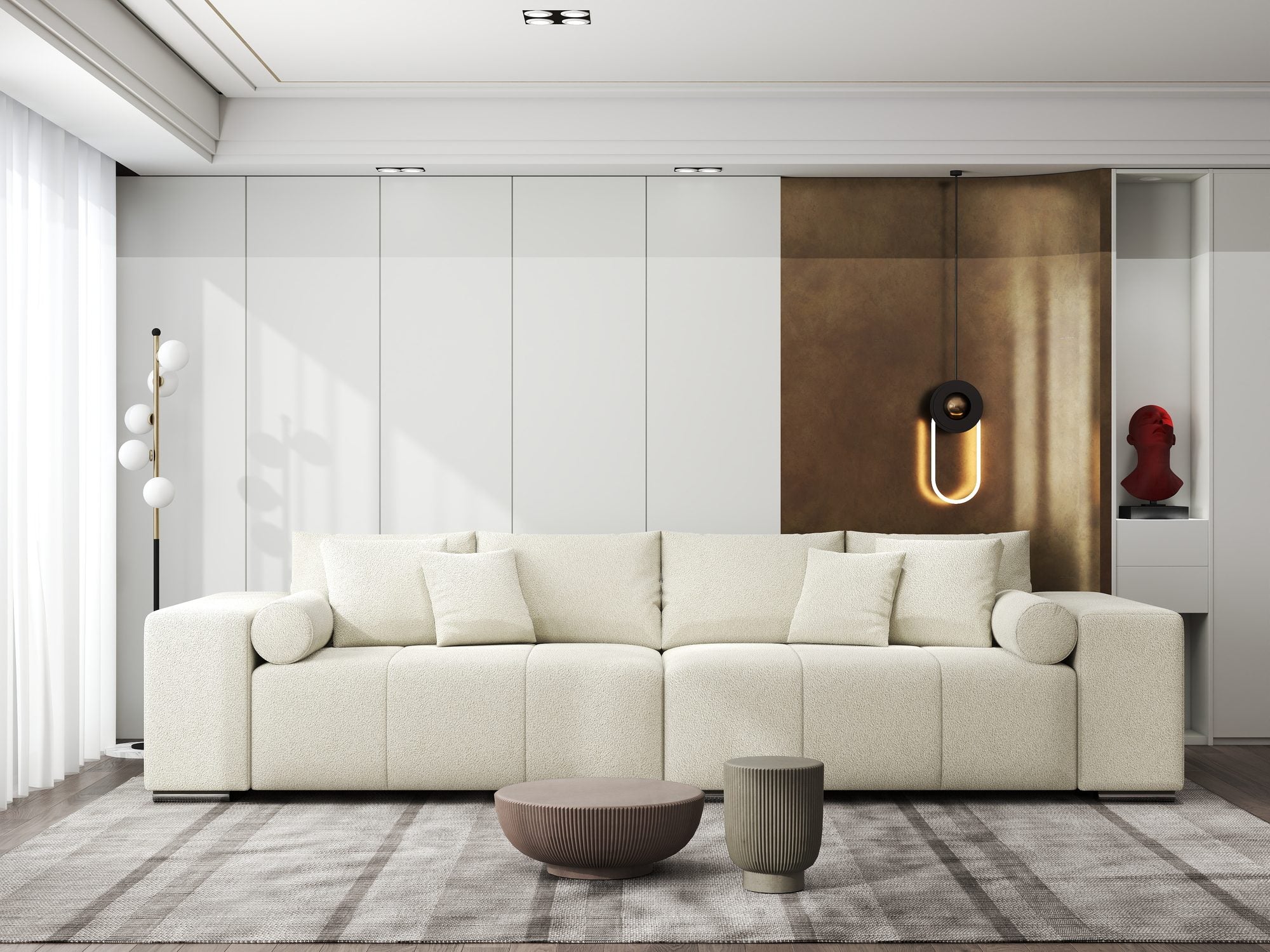 Canapea extensibilă dumonde cu ladă de depozitare si sezut confortabil din spuma high-density, Marbela XXL Quelle Bej 02 290x100 cm