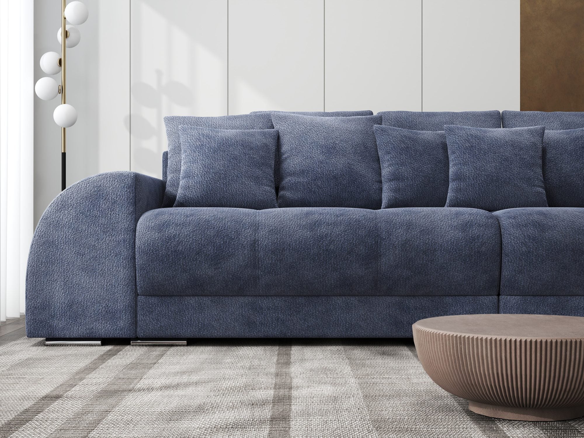 Canapea extensibilă dumonde cu 2 lăzi de depozitare si sezut confortabil din spuma high-density, Verona Vibe Albastru 79 310x100 cm