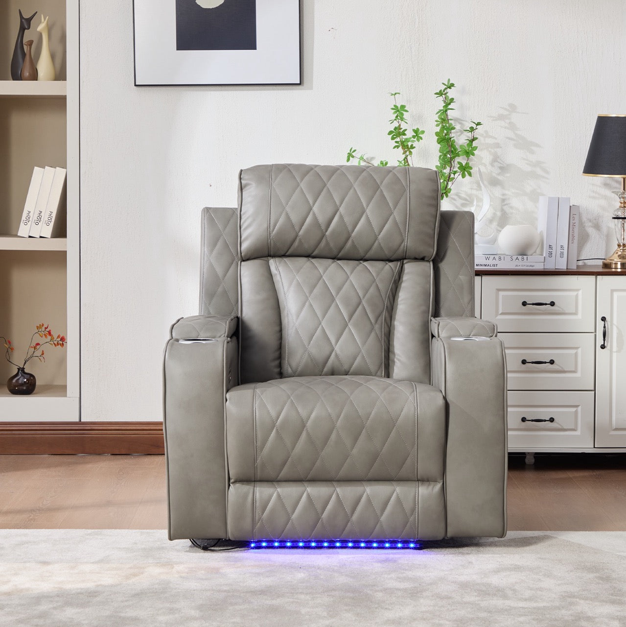 Selvar fotel, elektromos relaxáló, vezeték nélküli töltés, USB-C, fűtött pohártartó, LED világítás