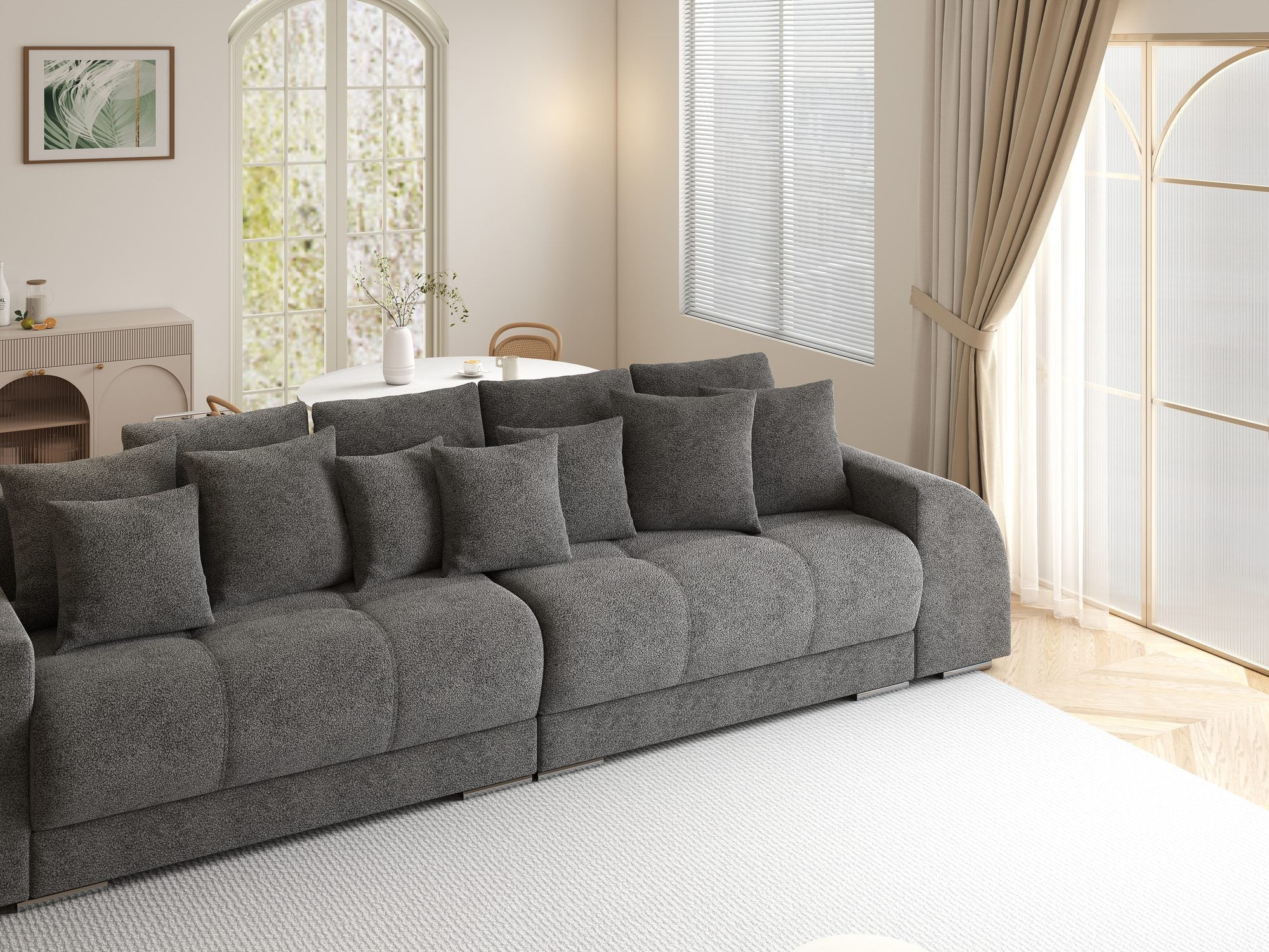 Canapea extensibilă dumonde cu 2 lăzi de depozitare si sezut confortabil din spuma high-density, Verona Quelle Gri 92 310x100 cm