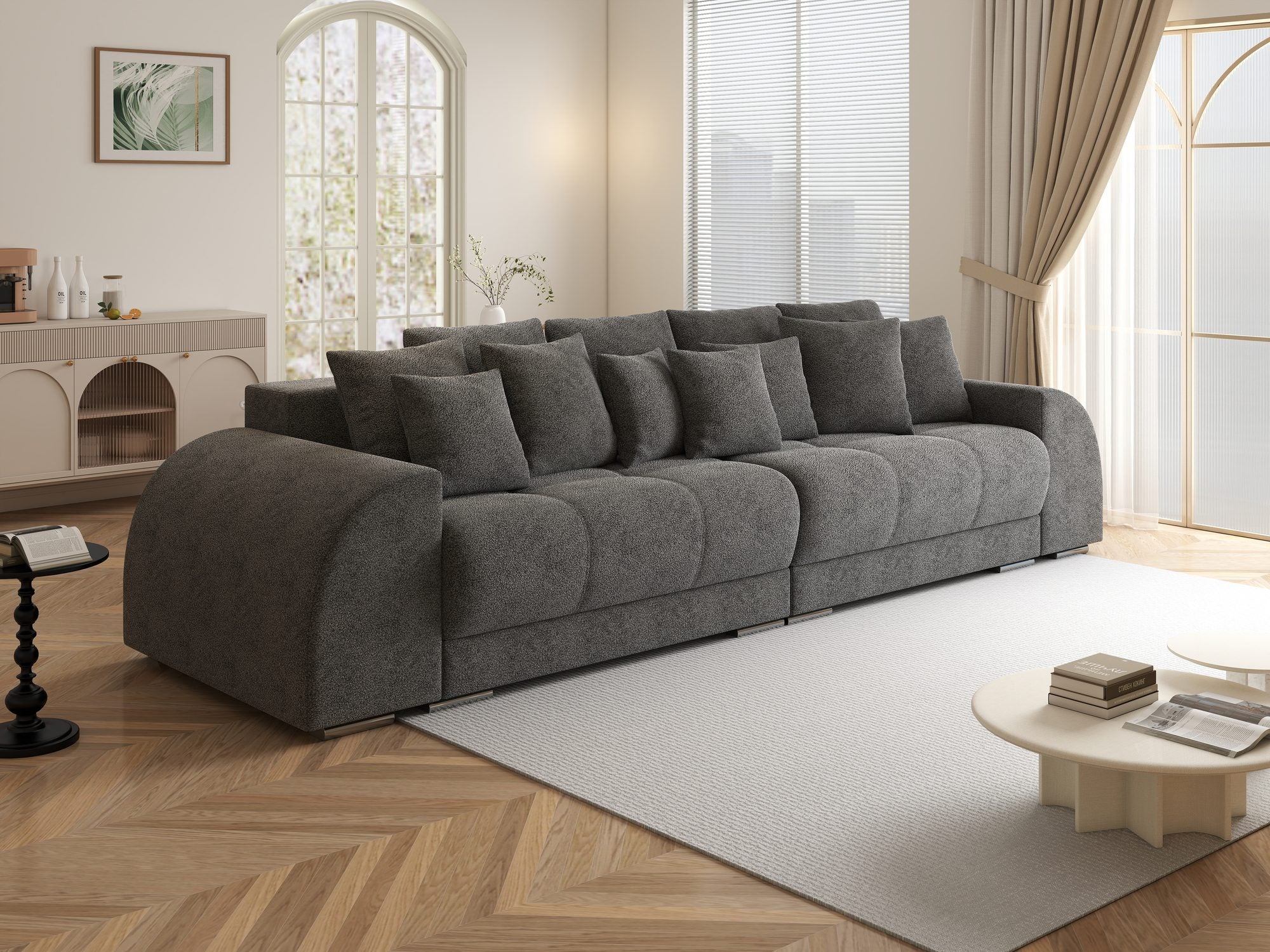 Canapea extensibilă dumonde cu 2 lăzi de depozitare si sezut confortabil din spuma high-density, Verona Quelle Gri 92 310x100 cm