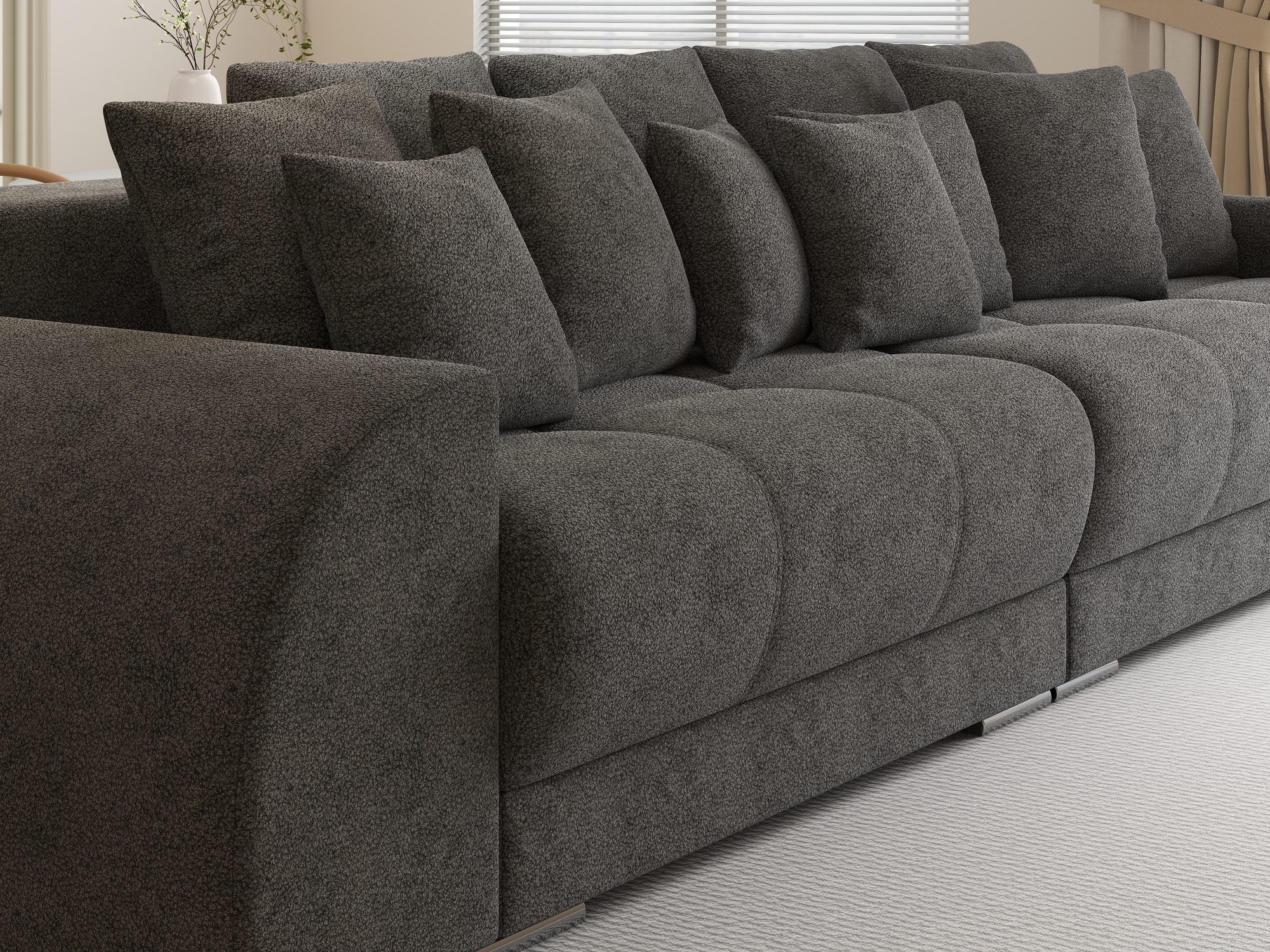 Canapea extensibilă dumonde cu 2 lăzi de depozitare si sezut confortabil din spuma high-density, Verona Quelle Gri 92 310x100 cm