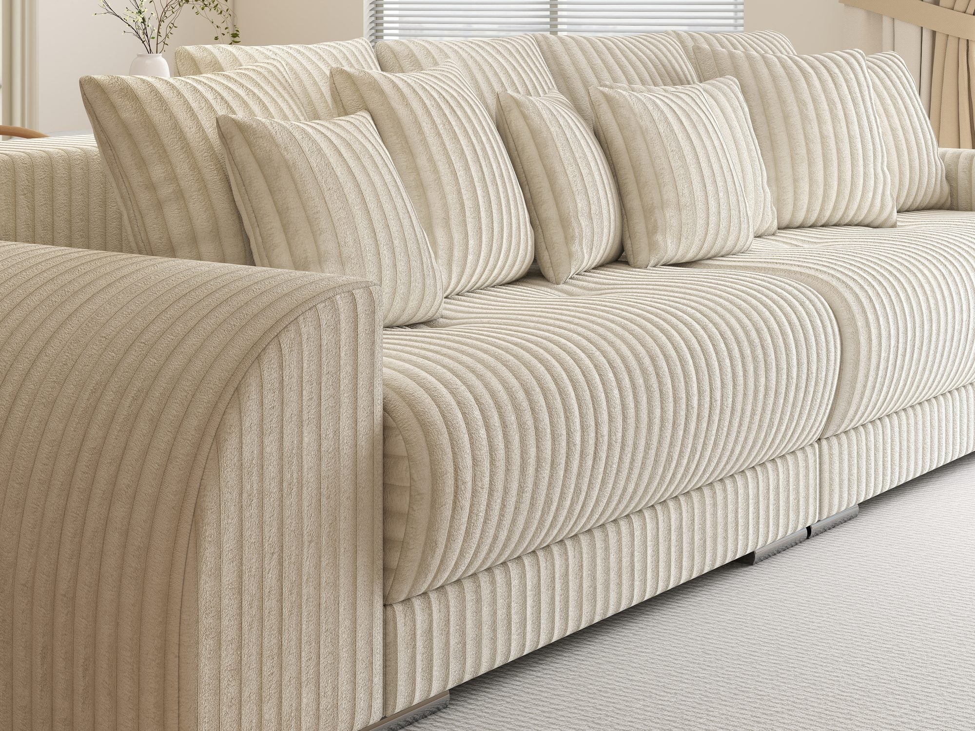 Canapea extensibilă dumonde cu 2 lăzi de depozitare si sezut confortabil din spuma high-density, Verona Tilia Bej 01 310x100 cm