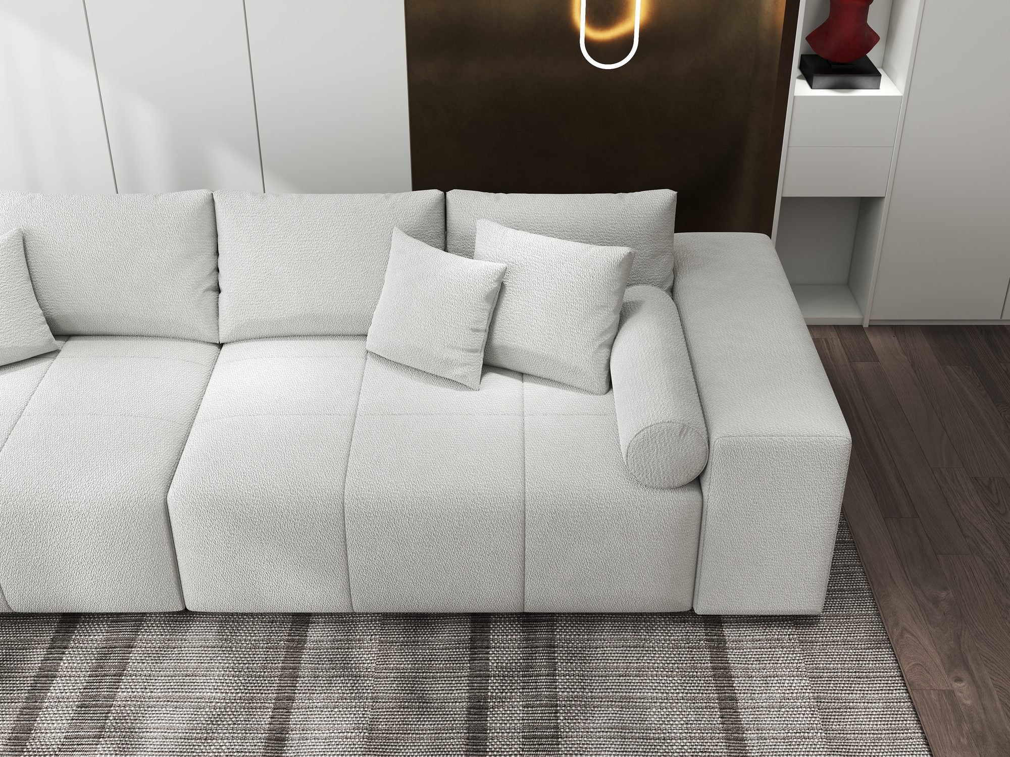 Canapea extensibilă dumonde cu ladă de depozitare si sezut confortabil din spuma high-density, Marbela XXL Vibe Bej 03 290x100 cm