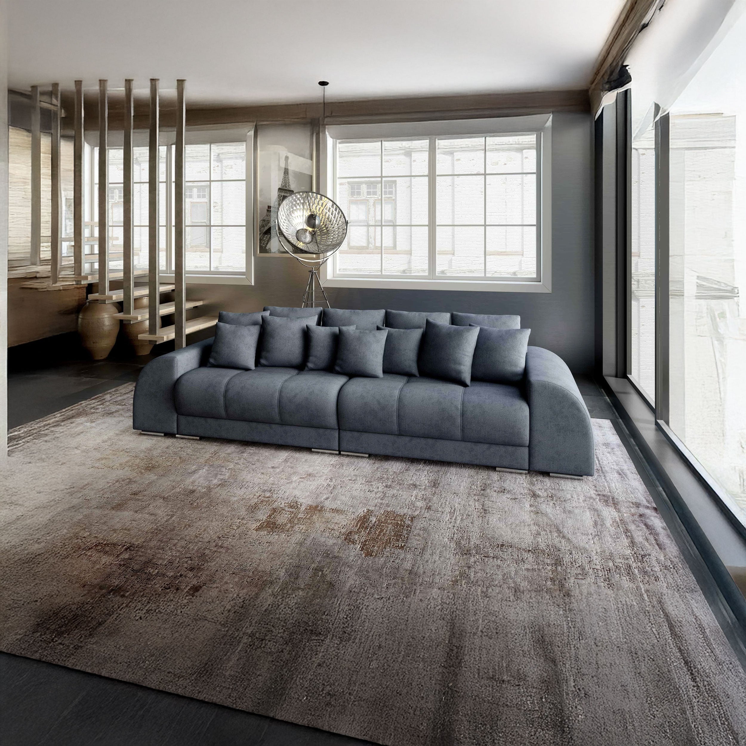 Canapea extensibilă dumonde cu 2 lăzi de depozitare si sezut confortabil din spuma HR, Verona Enjoy Antracit 310x100 cm Fabrica