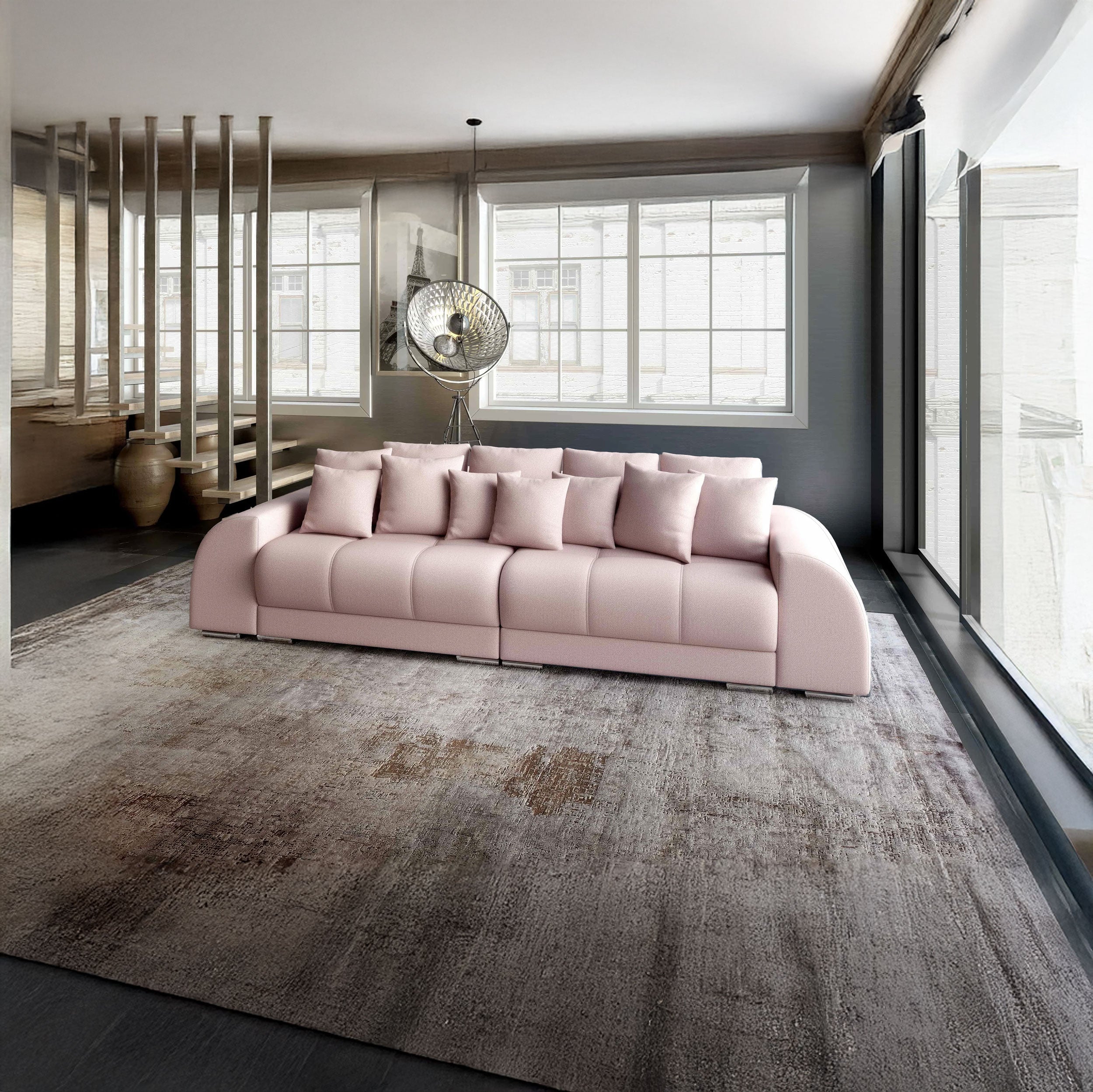 Canapea extensibilă dumonde cu 2 lăzi de depozitare si sezut confortabil din spuma HR, Verona Enjoy Flamingo 310x100 cm Fabrica