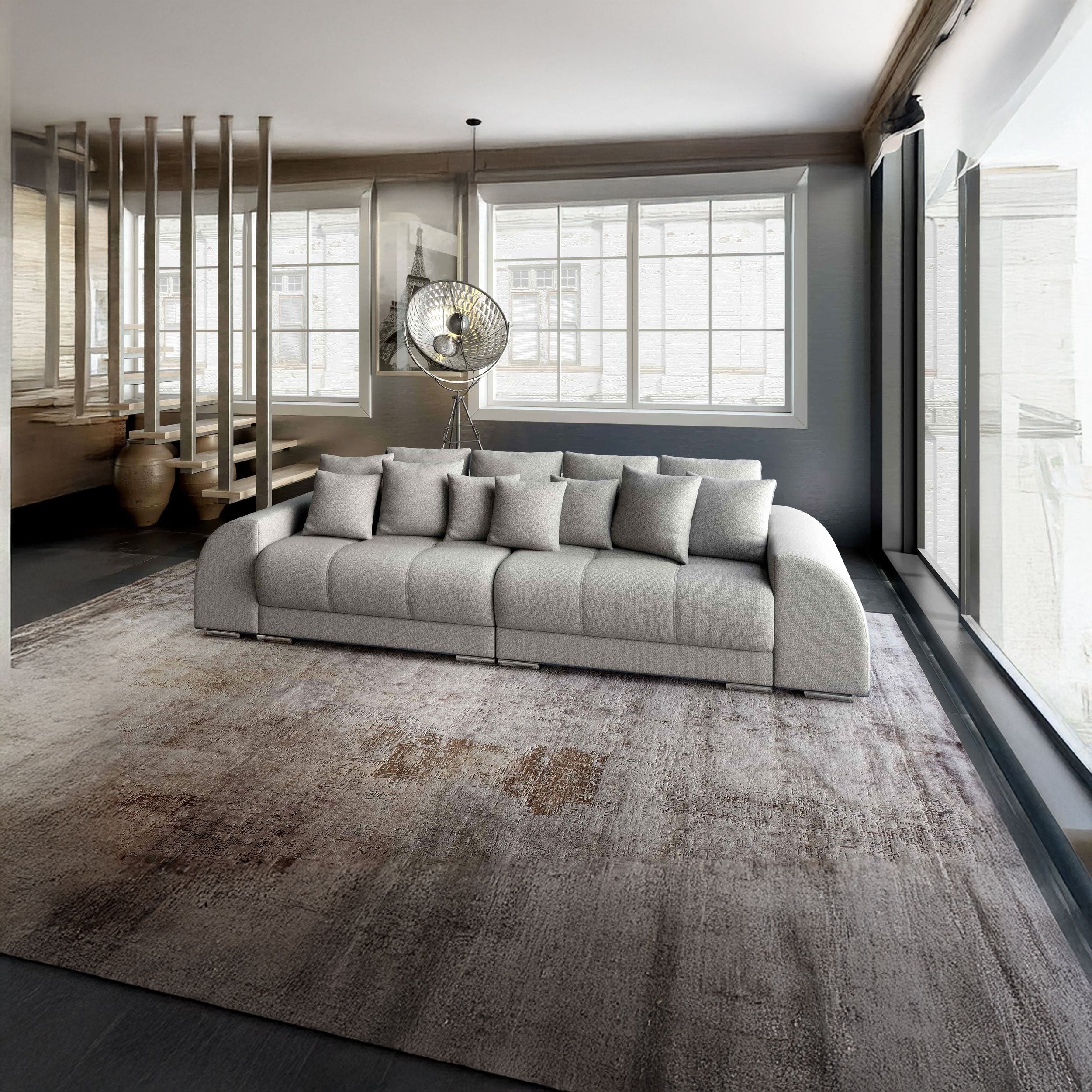 Canapea extensibilă dumonde cu 2 lăzi de depozitare si sezut confortabil din spuma HR, Verona Enjoy Silver 310x100 cm Fabrica