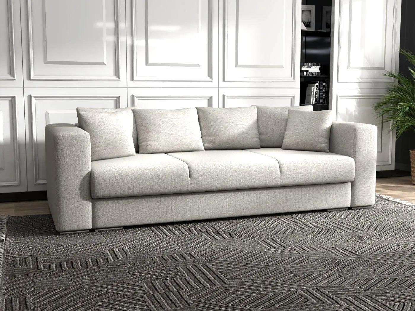 Canapea extensibilă dumonde cu ladă de depozitare si sezut confortabil din spuma HR, Gloria Bej 240x100 cm Fabrica