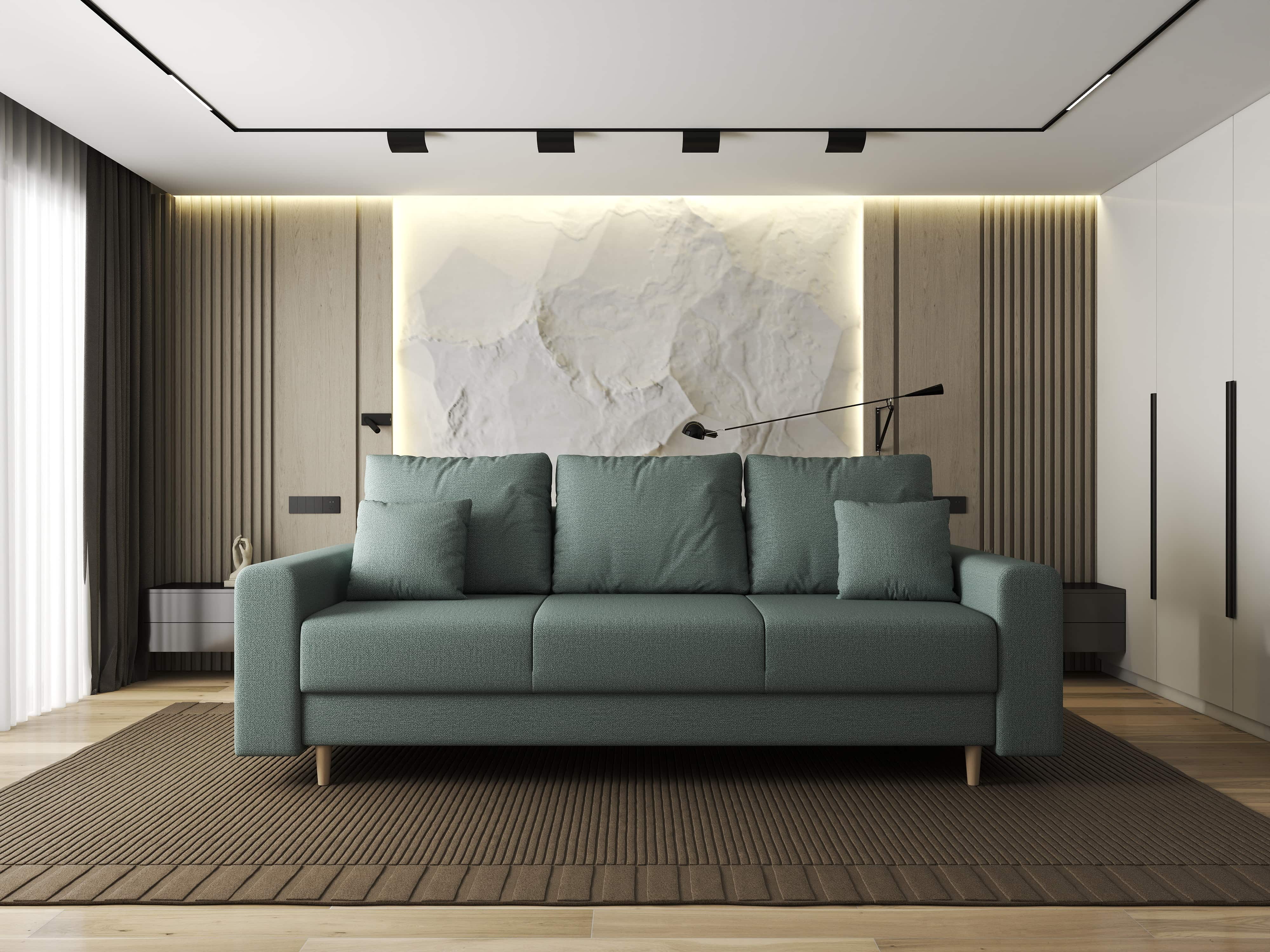 Canapea extensibilă dumonde cu ladă de depozitare si sezut confortabil din spuma HR, Kronos Enjoy Mint 210x100 cm fabrica