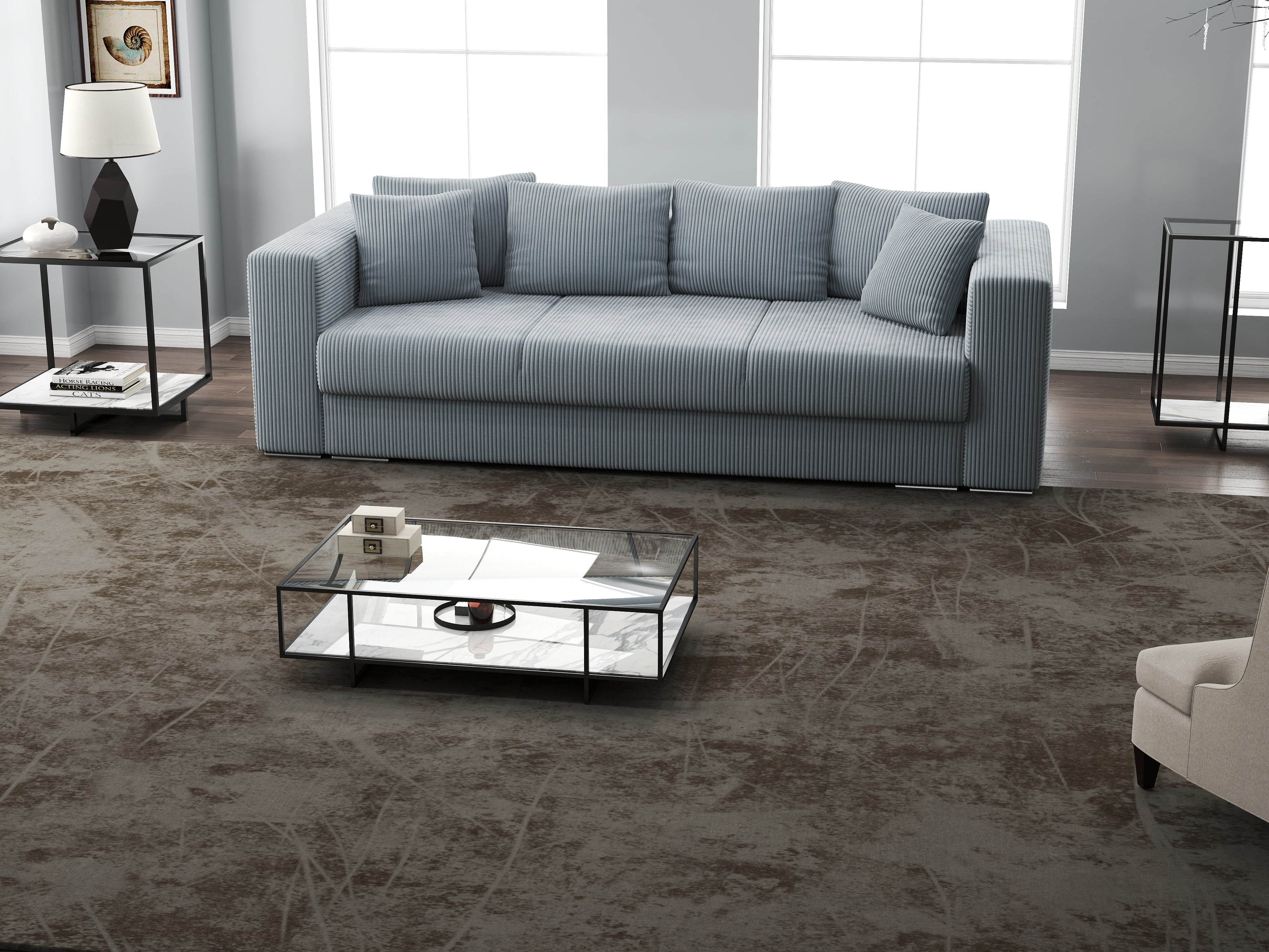 Canapea extensibilă dumonde cu ladă de depozitare si sezut confortabil din spuma HR, Gloria Zoom Grey 240x100 cm Fabrica