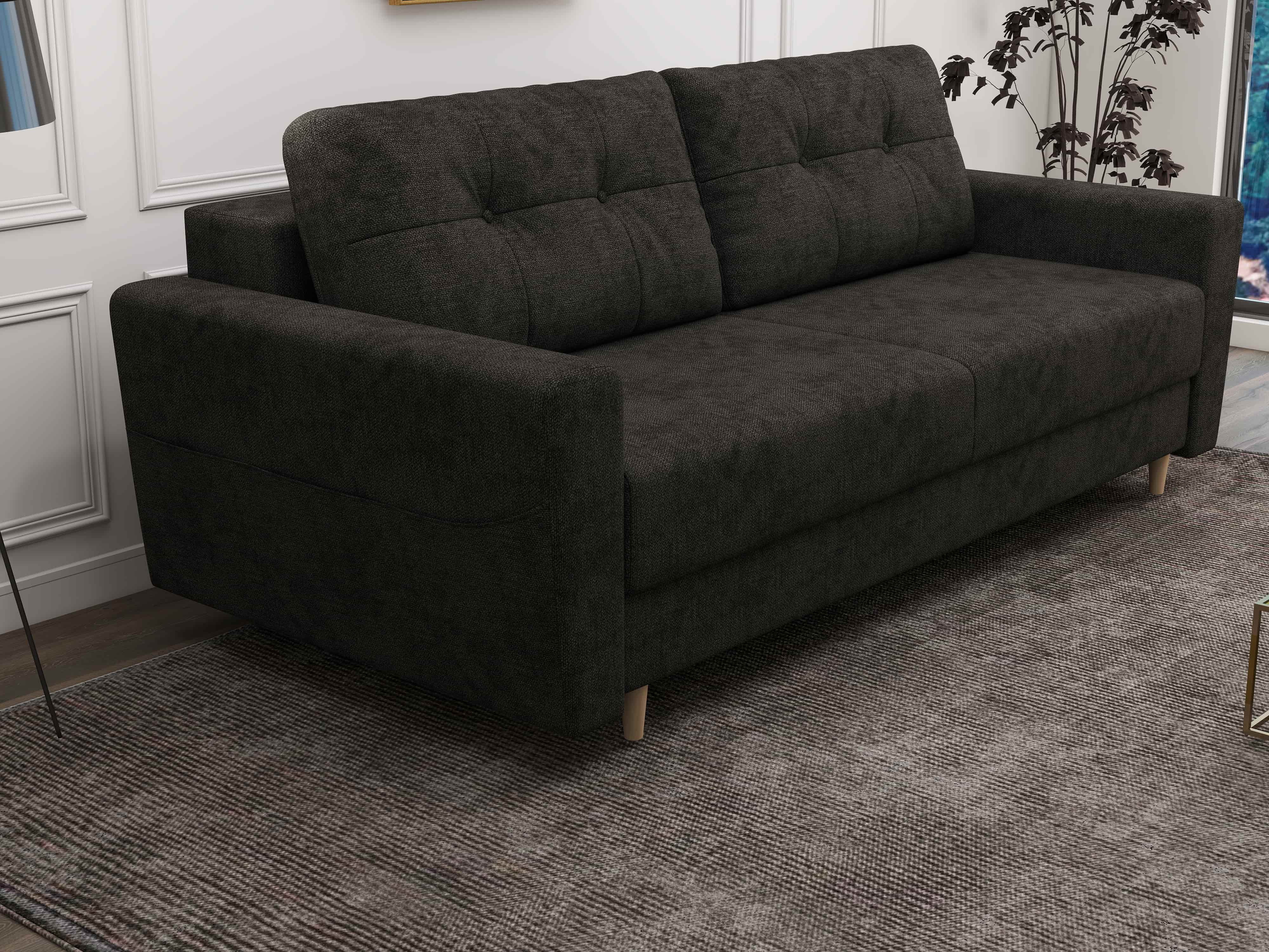 Canapea extensibilă dumonde cu ladă de depozitare si sezut confortabil din spuma HR, Summer Enjoy Negru 225x100 cm fabrica