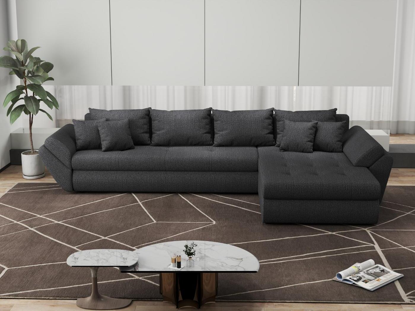 Colțar extensibil dumonde cu ladă de depozitare si sezut confortabil din spuma HR, Loana XL Enjoy Grafit II 335x185 cm Fabrica