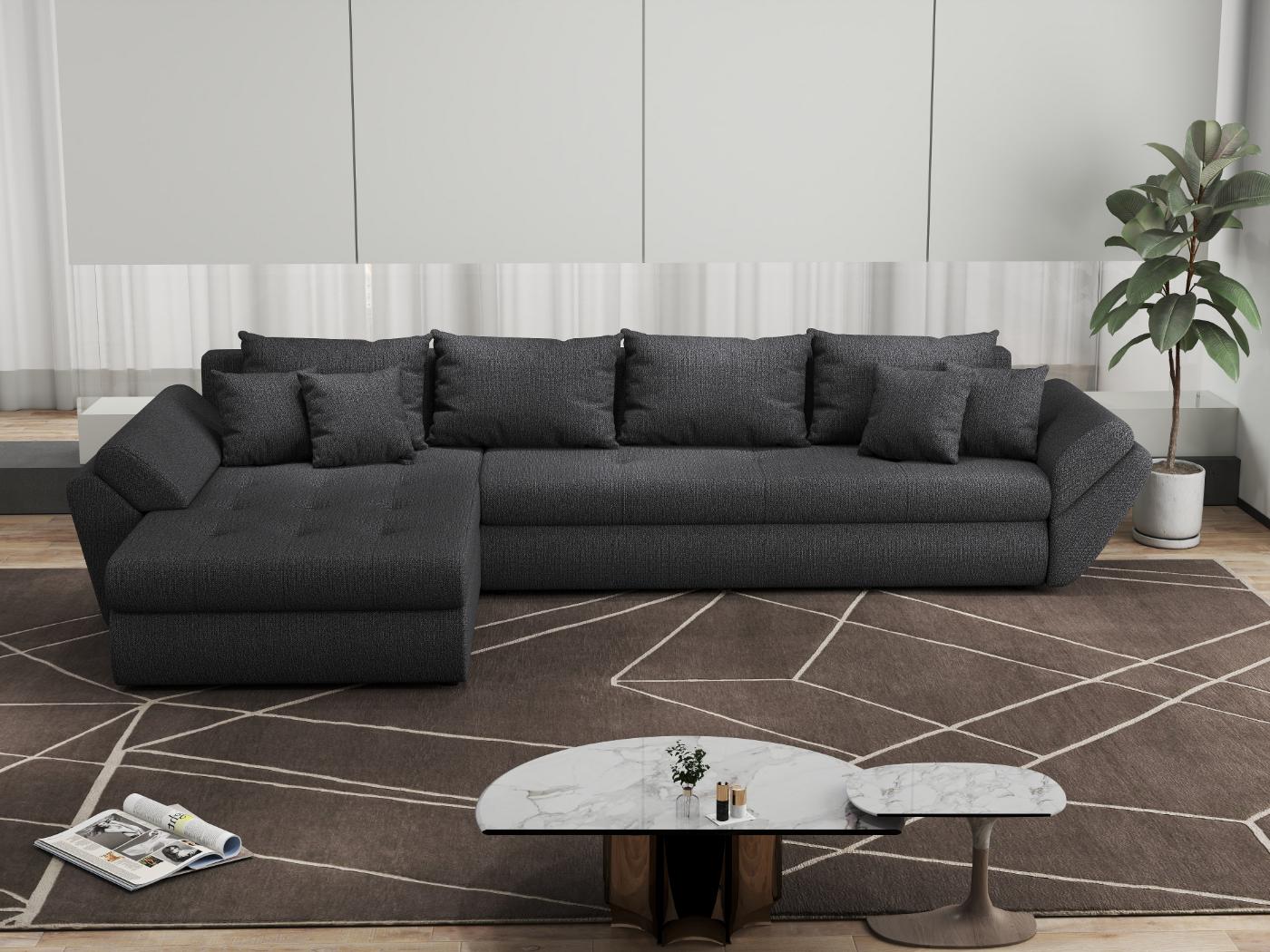 Colțar extensibil dumonde cu ladă de depozitare si sezut confortabil din spuma HR, Loana XL Enjoy Grafit 335x185 cm Fabrica