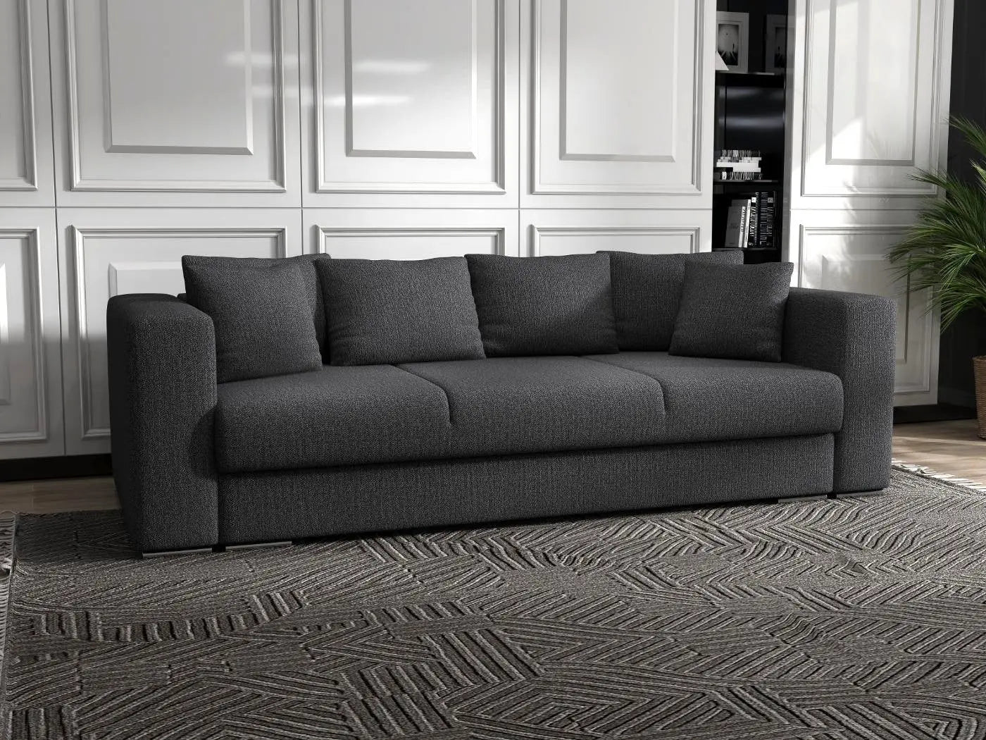 Canapea extensibilă dumonde cu ladă de depozitare si sezut confortabil din spuma HR, Gloria gri grafit 240x100 cm Fabrica