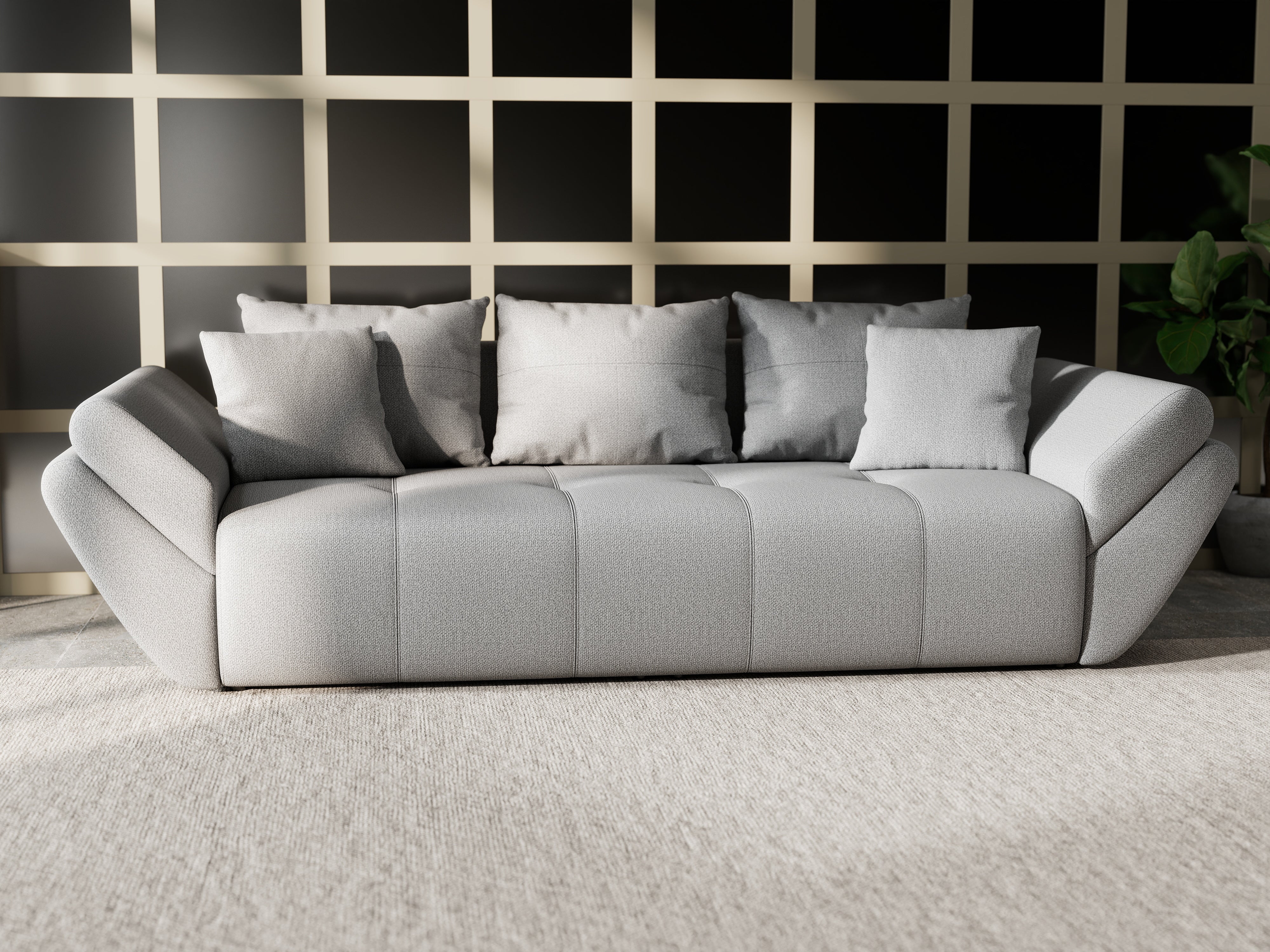 Canapea extensibilă dumonde cu ladă de depozitare si sezut confortabil din spuma HR, Berlin Enjoy Grey 250x100 cm Fabrica