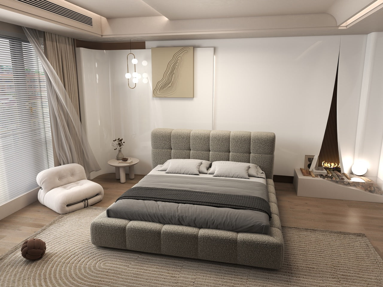 Dumonde hálószobai ágy, bézs kárpitozott, Lorenzo 180x200 cm, felnyitható ágyráccsal, tárolóhellyel