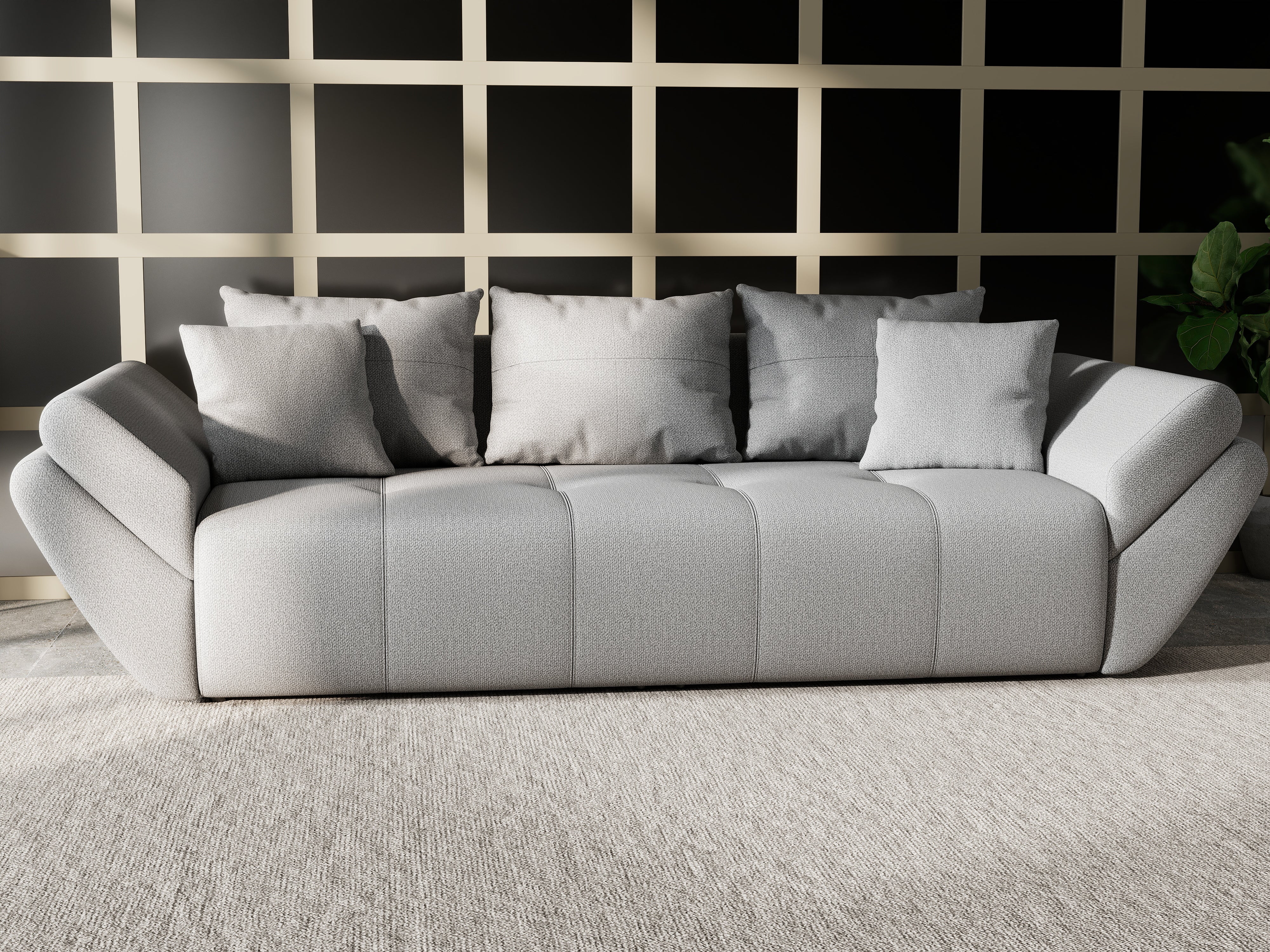 Canapea extensibilă dumonde cu ladă de depozitare si sezut confortabil din spuma HR, Berlin Enjoy Grey 250x100 cm Fabrica