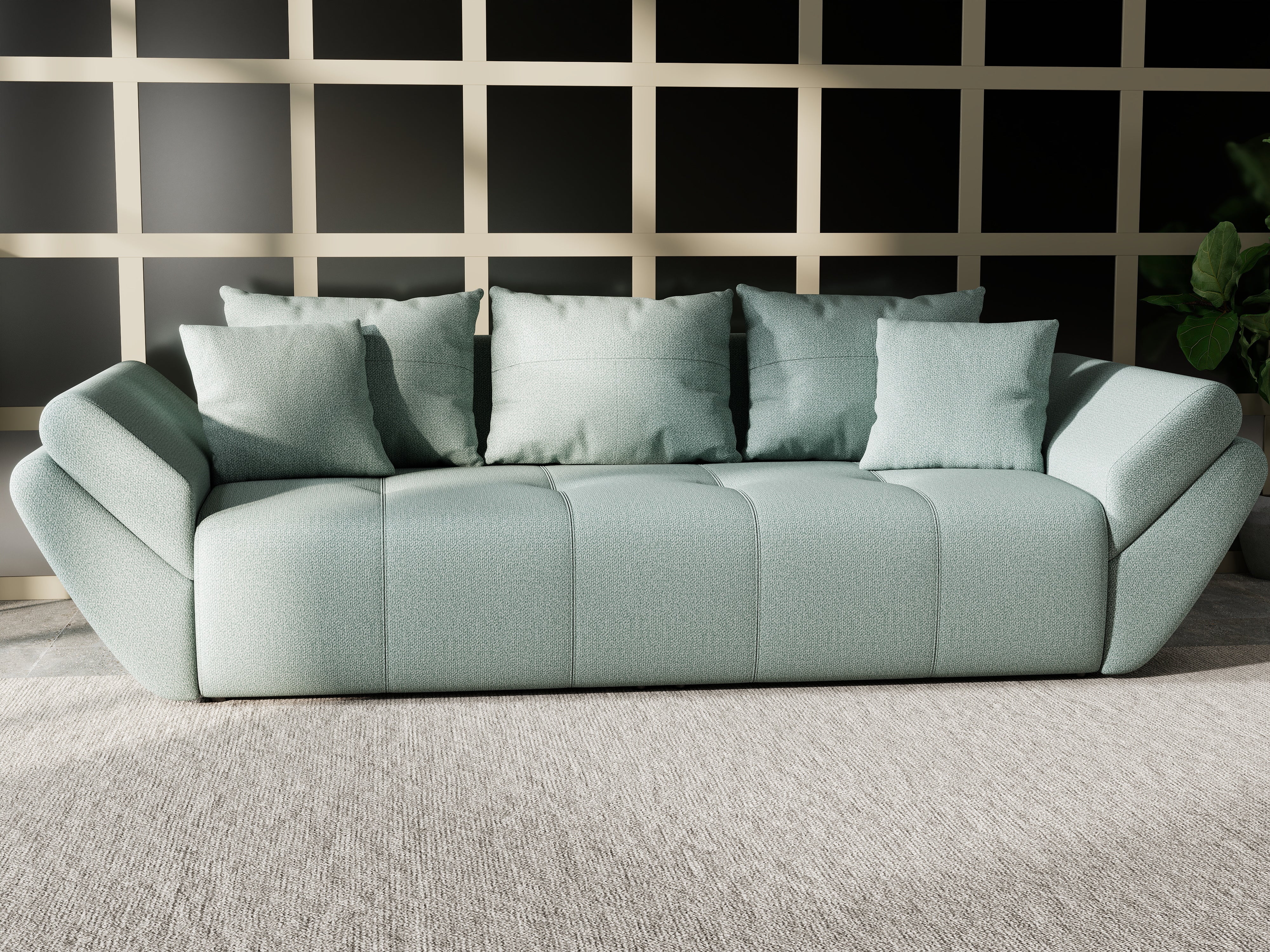 Canapea extensibilă dumonde cu ladă de depozitare si sezut confortabil din spuma HR, Berlin Enjoy Mint 250x100 cm Fabrica