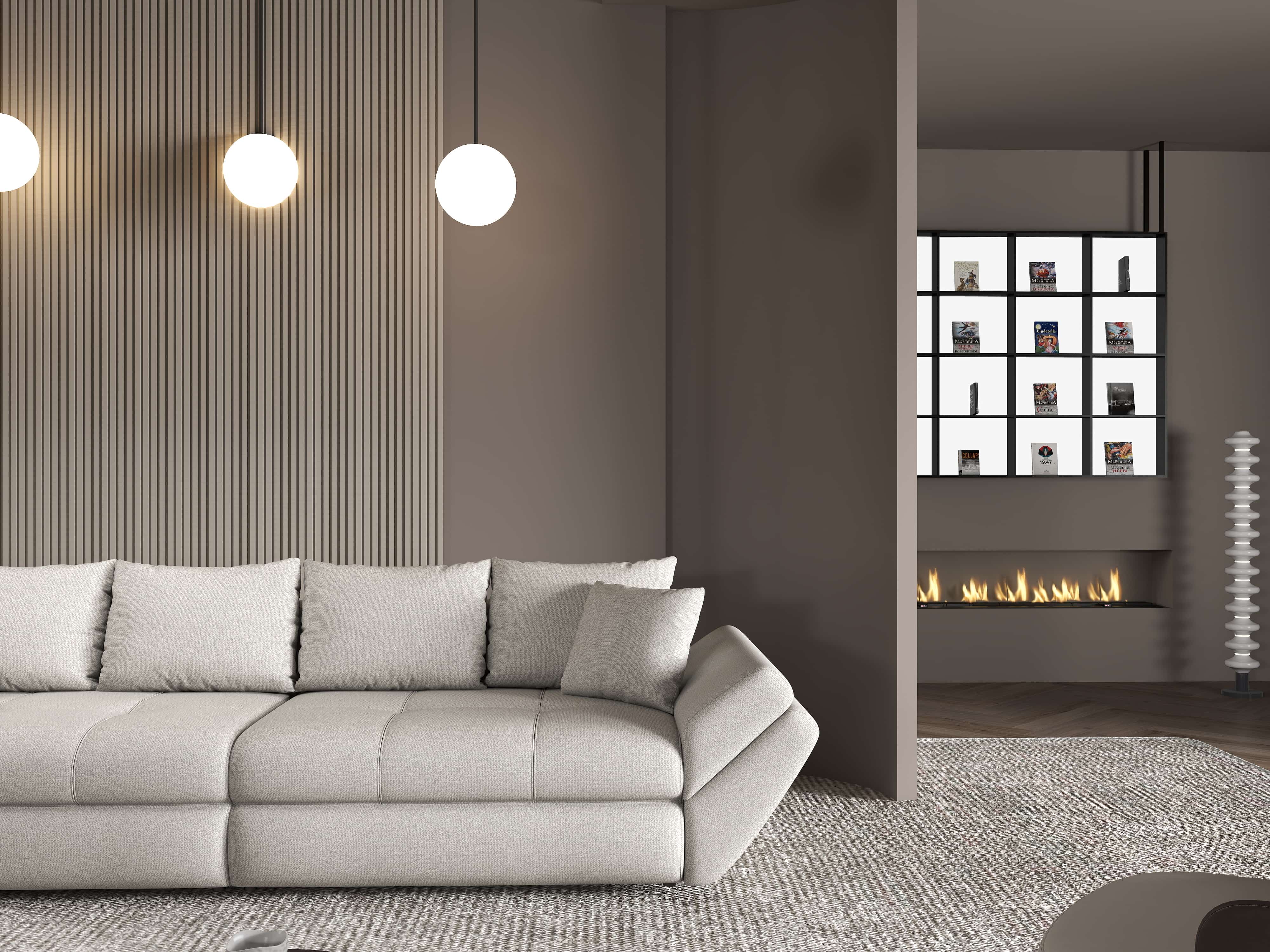 Canapea extensibilă dumonde cu ladă de depozitare si sezut confortabil din spuma HR, Loana Enjoy Bej 300x100 cm Fabrica