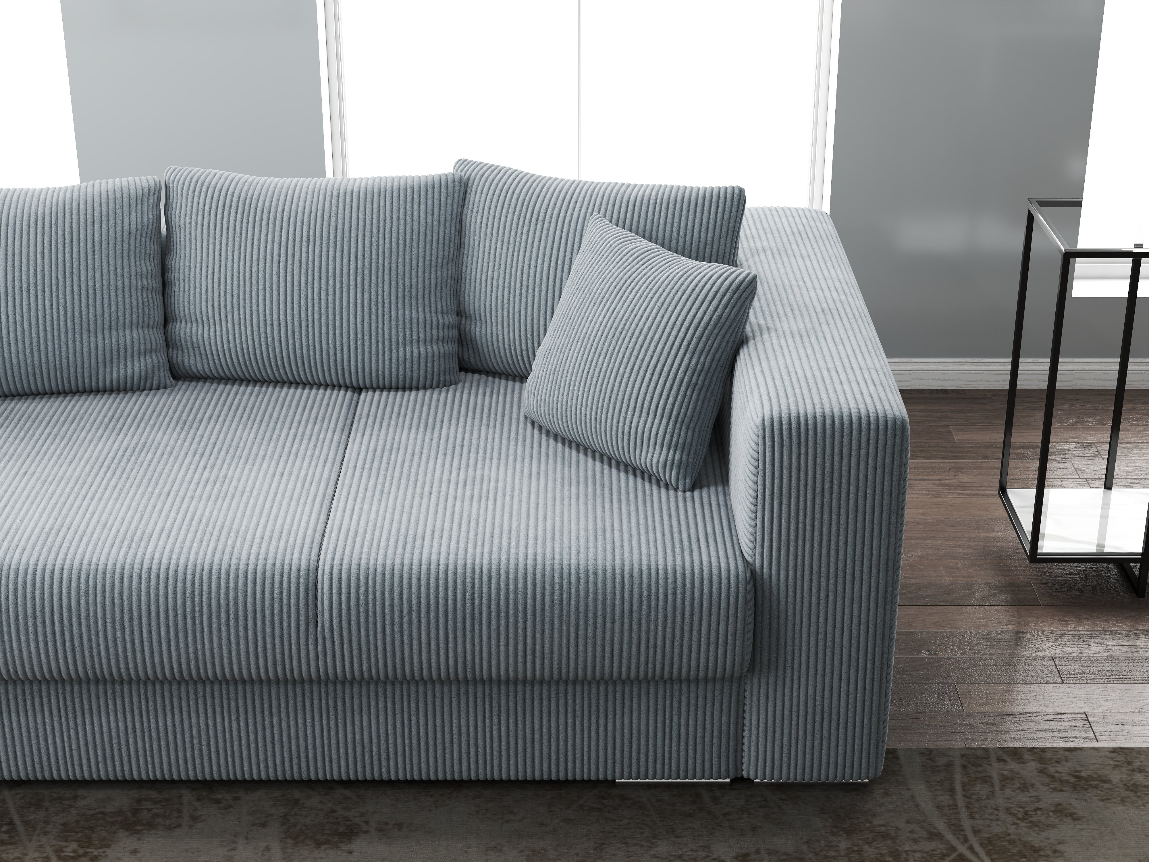 Canapea extensibilă dumonde cu ladă de depozitare si sezut confortabil din spuma HR, Gloria Zoom Grey 240x100 cm Fabrica