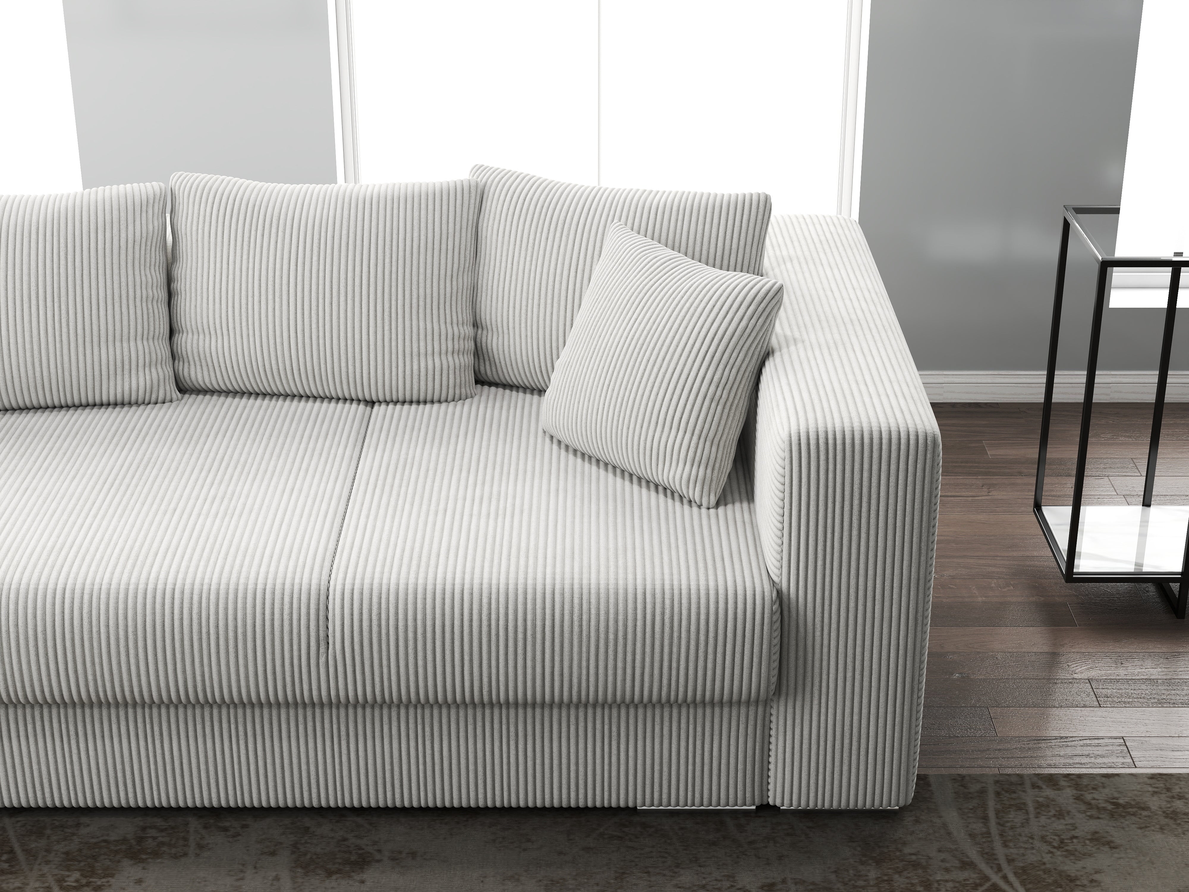 Canapea extensibilă dumonde cu ladă de depozitare si sezut confortabil din spuma HR, Gloria Zoom Cream 240x100 cm Fabrica