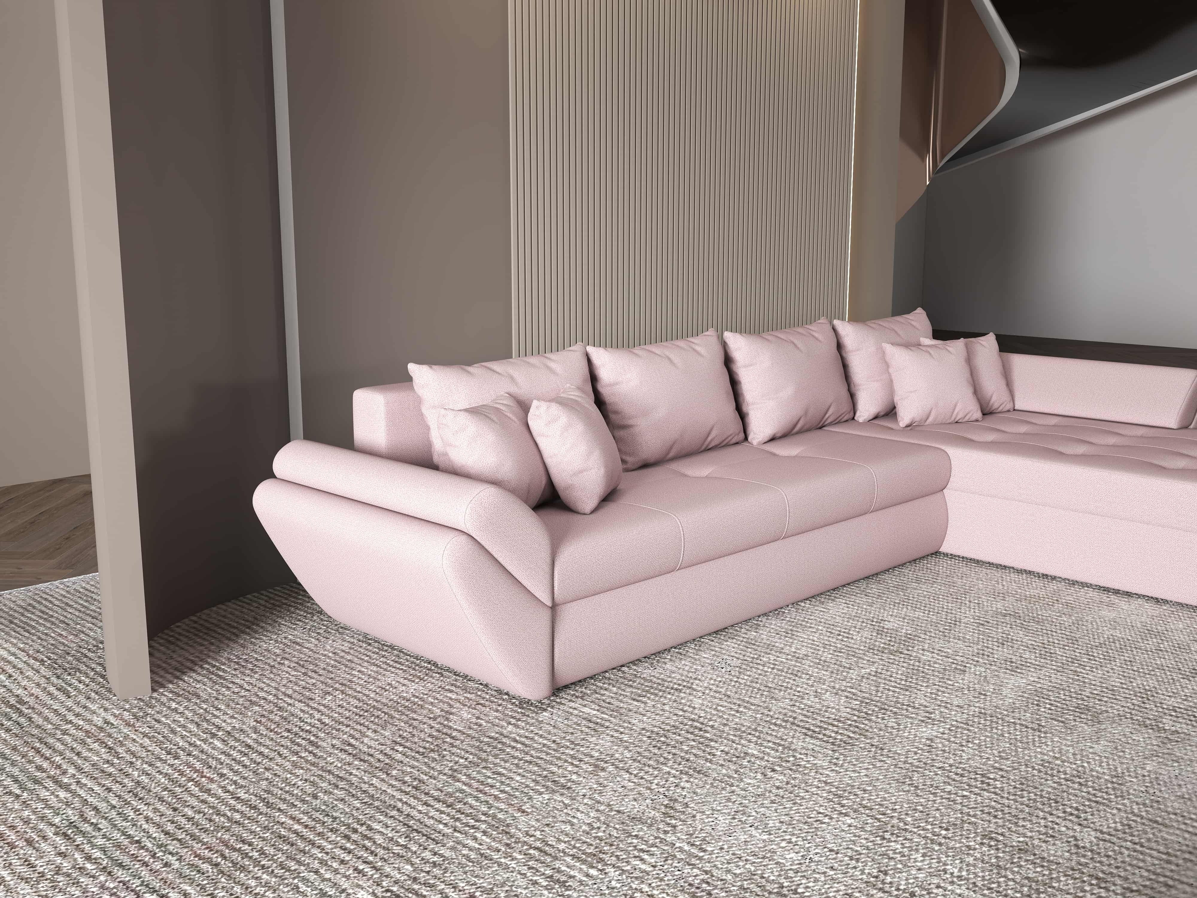 Colțar extensibil dumonde cu ladă de depozitare si sezut confortabil din spuma HR, Loana XL Enjoy Flamingo II 335x185 cm Fabrica