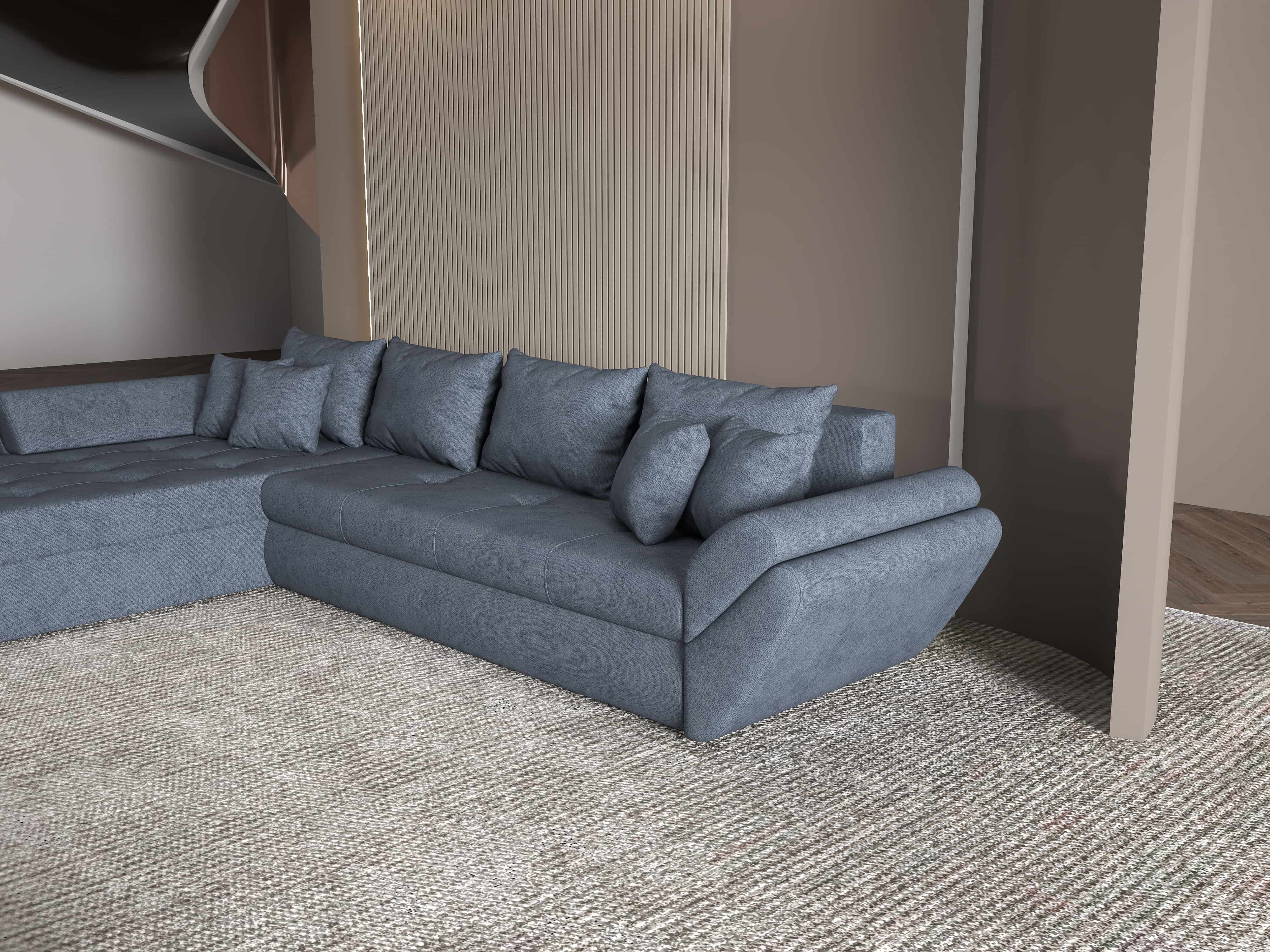 Colțar extensibil dumonde cu ladă de depozitare si sezut confortabil din spuma HR, Loana XL Enjoy Antracit 335x185 cm Fabrica