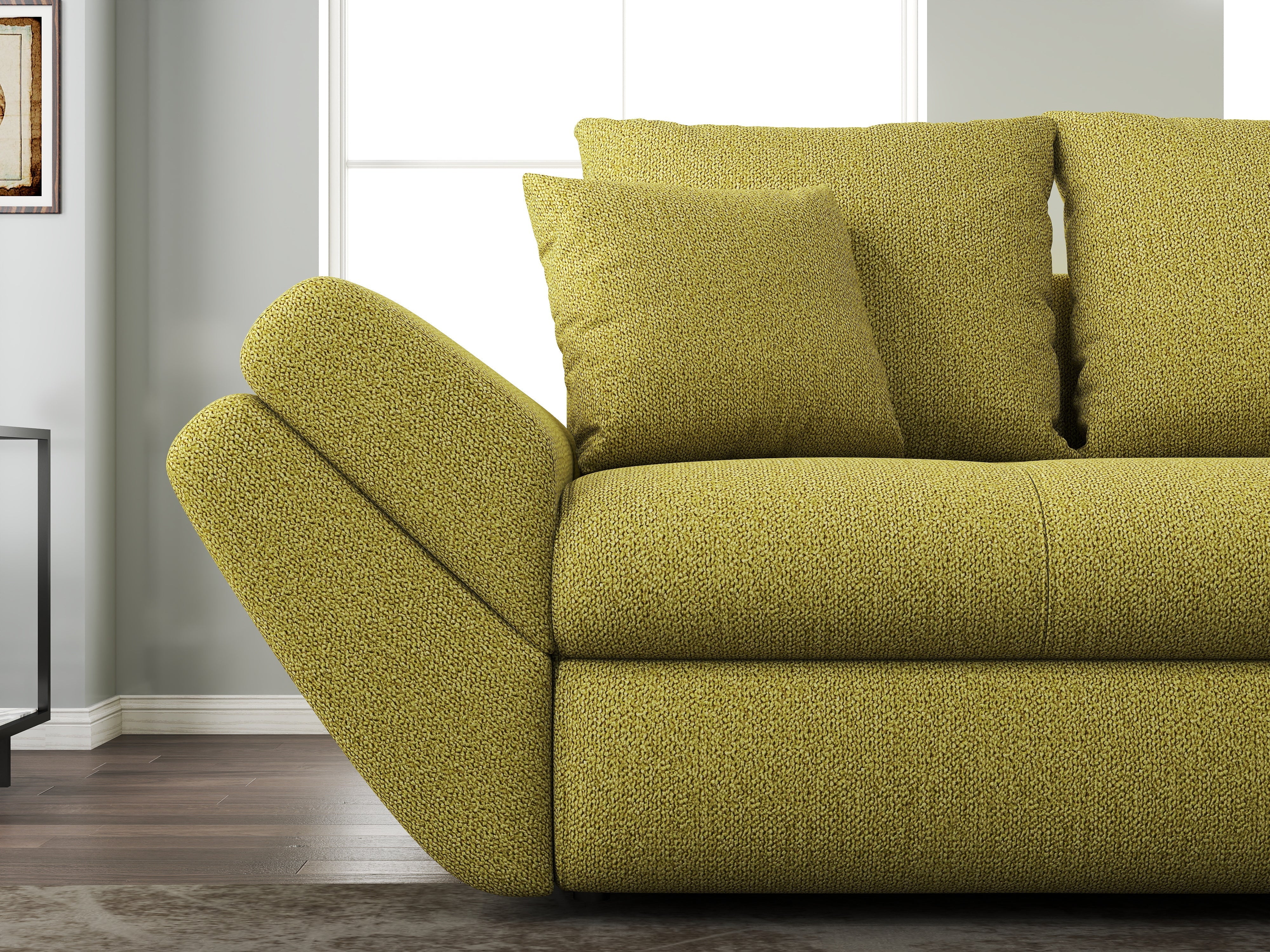 Canapea extensibilă dumonde cu ladă de depozitare si sezut confortabil din spuma HR, Loana Enjoy Green 250x100 cm Fabrica