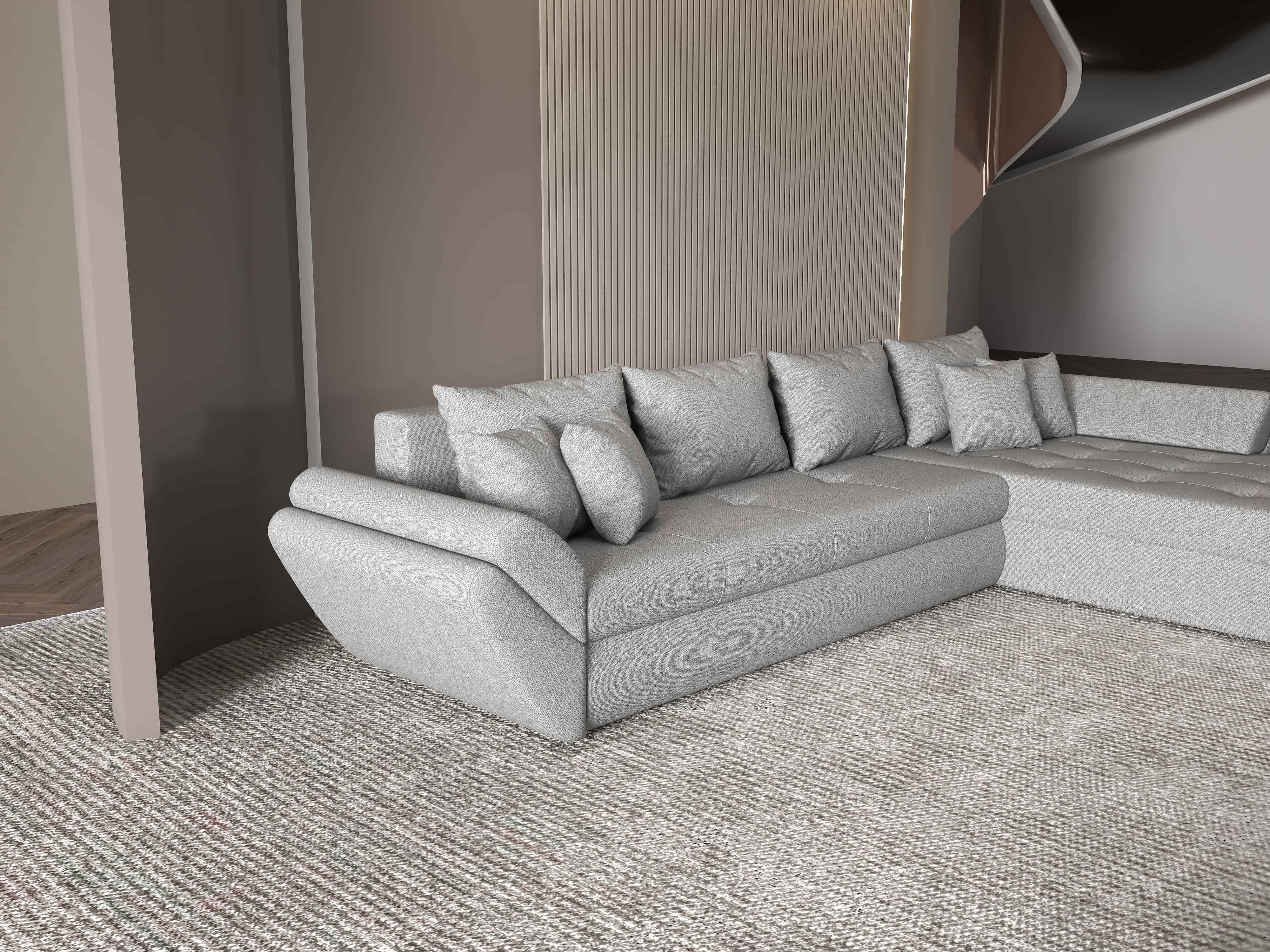 Colțar extensibil dumonde cu ladă de depozitare si sezut confortabil din spuma HR, Loana XL Enjoy Gri II 335x185 cm Fabrica