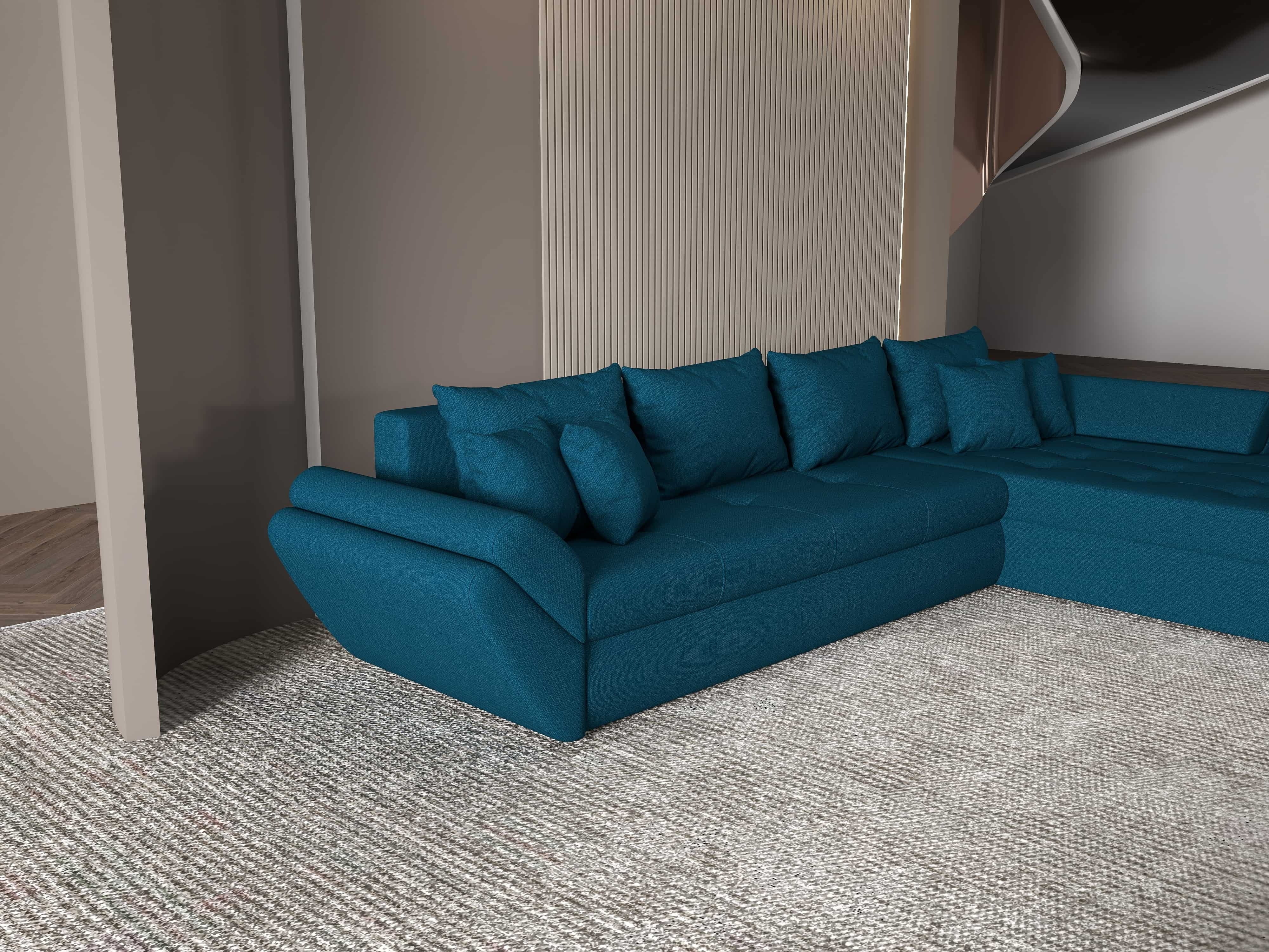 Colțar extensibil dumonde cu ladă de depozitare si sezut confortabil din spuma HR, Loana XL Enjoy Petrol II 335x185 cm Fabrica