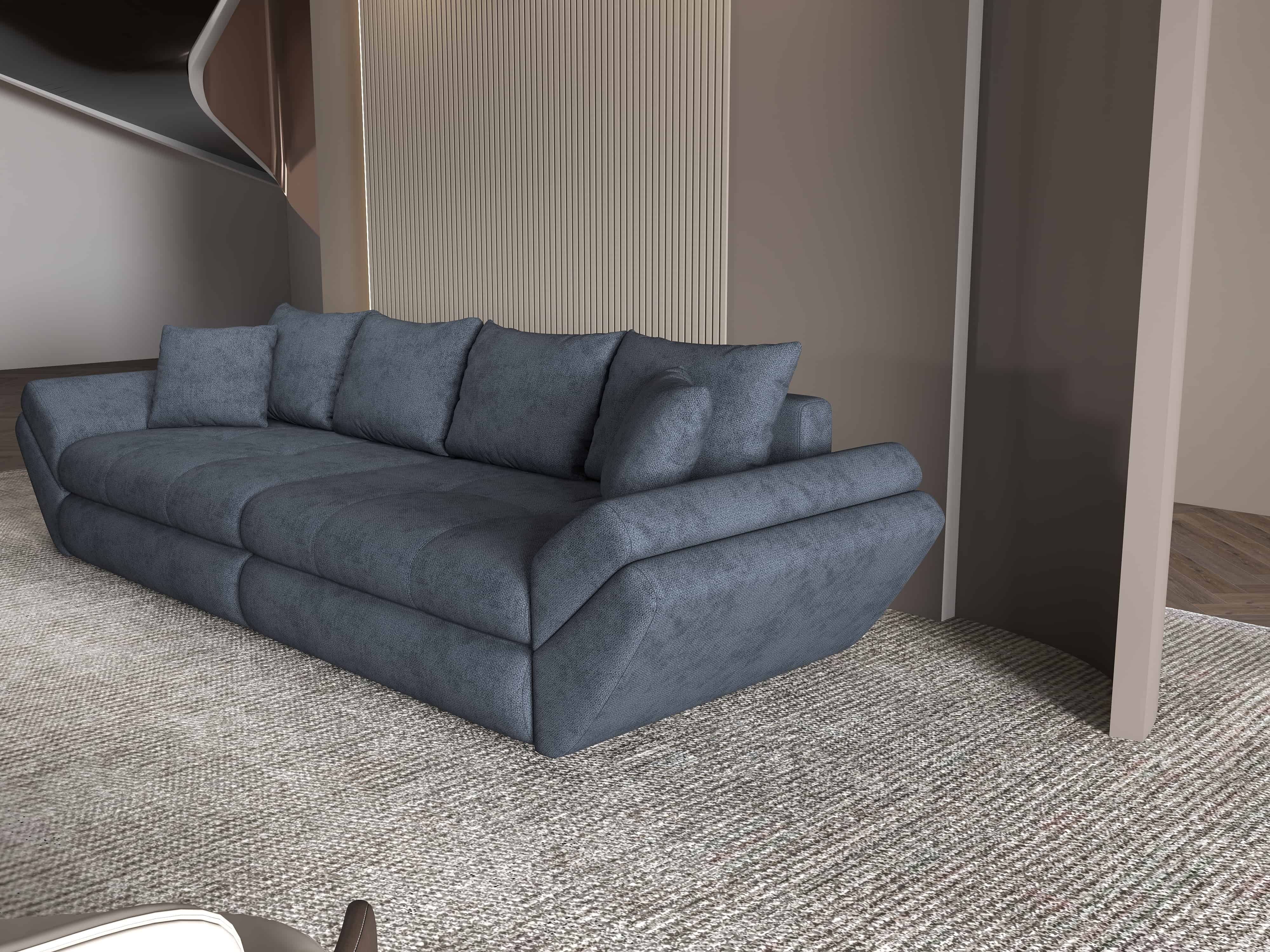 Canapea extensibilă dumonde cu ladă de depozitare si sezut confortabil din spuma HR, Loana Enjoy Antracit 300x100 cm Fabrica