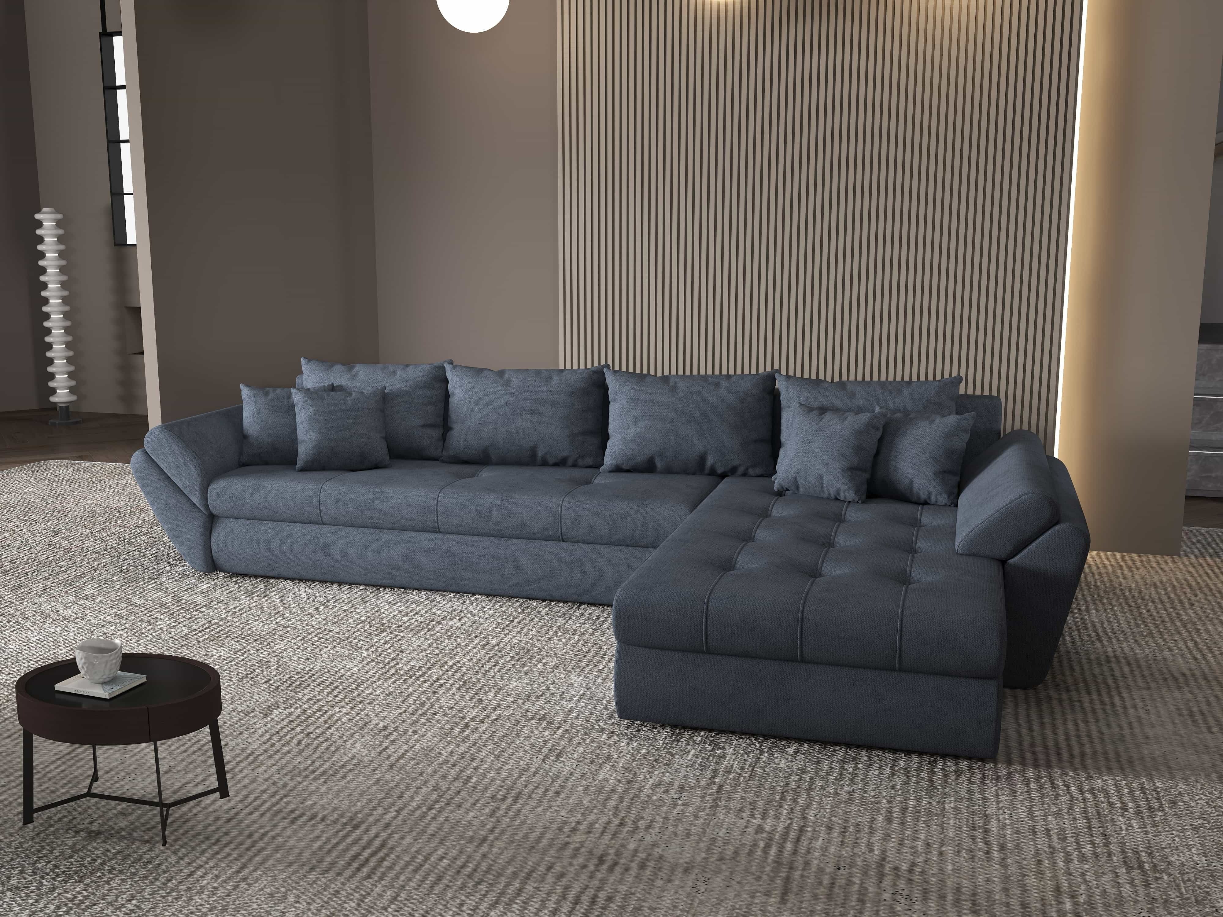 Colțar extensibil dumonde cu ladă de depozitare si sezut confortabil din spuma HR, Loana XL Enjoy Antracit II 335x185 cm Fabrica