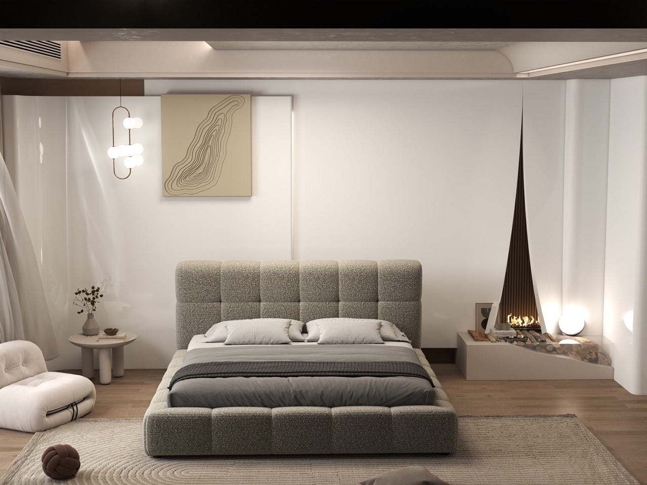 Dumonde hálószobai ágy, bézs kárpitozott, Lorenzo 180x200 cm, felnyitható ágyráccsal, tárolóhellyel