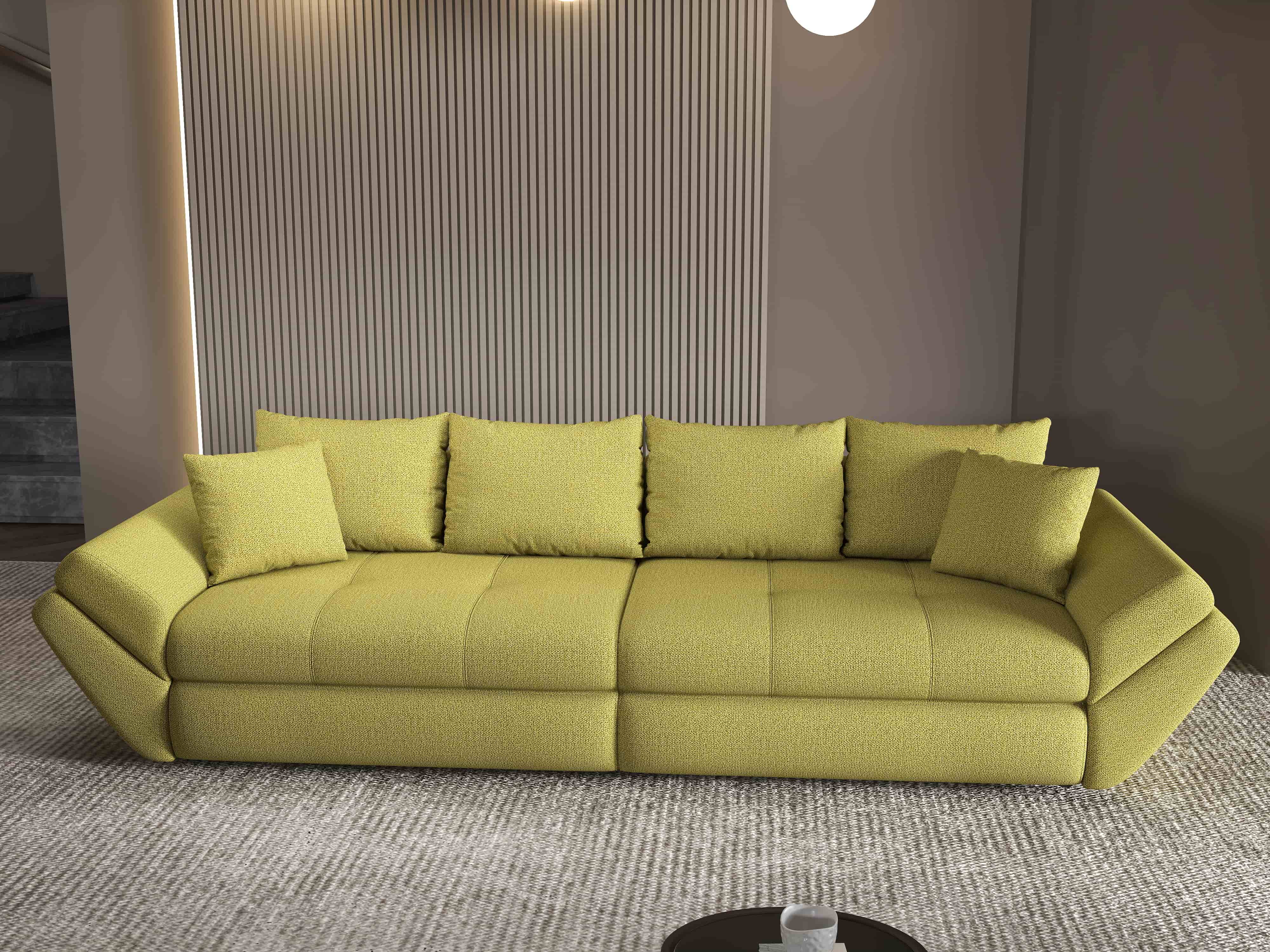 Canapea extensibilă dumonde cu ladă de depozitare si sezut confortabil din spuma HR, Loana Enjoy Verde 300x100 cm Fabrica