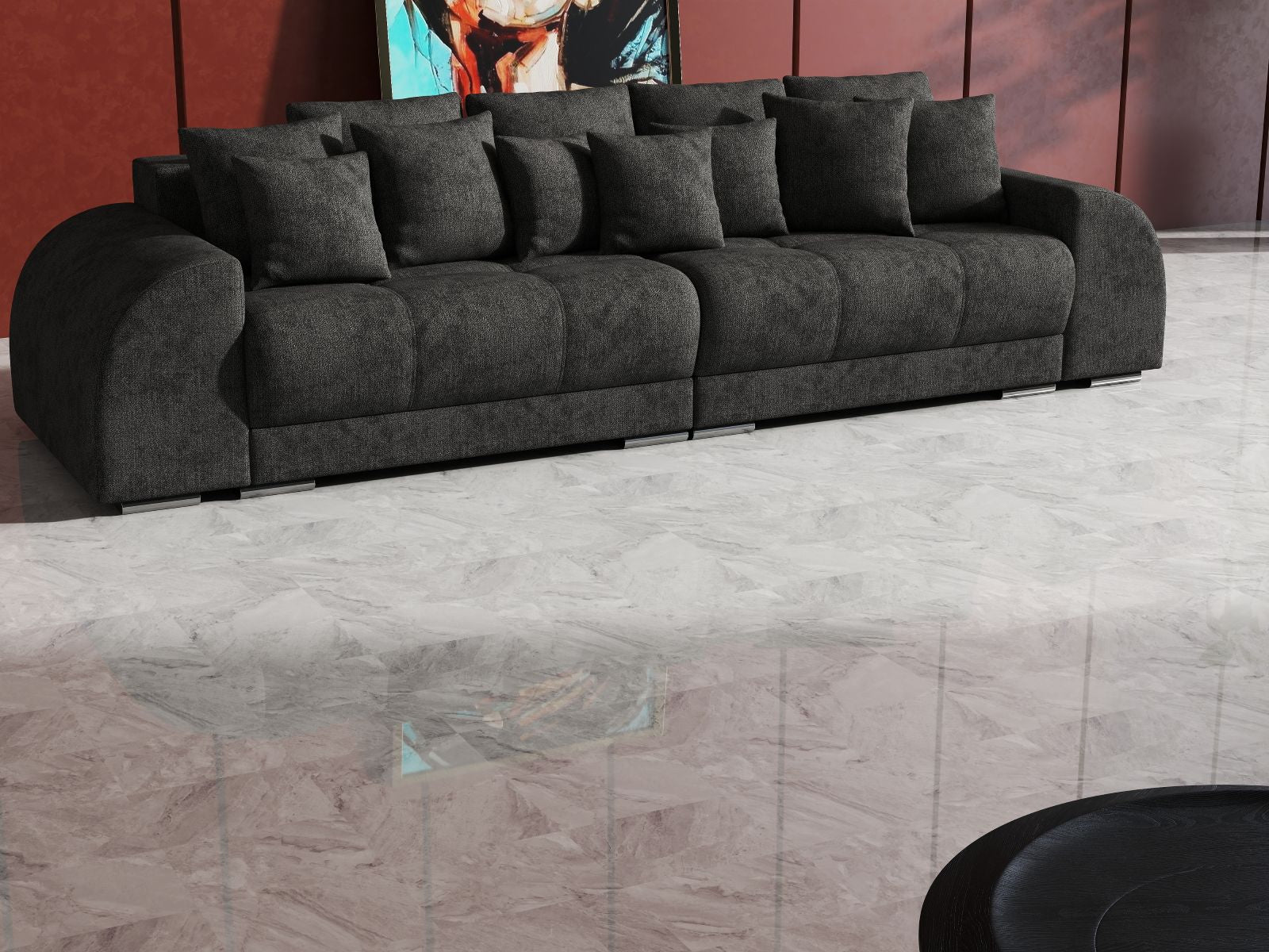Canapea extensibilă dumonde cu 2 lăzi de depozitare si sezut confortabil din spuma HR, Verona Enjoy Kaki 310x100 cm Fabrica