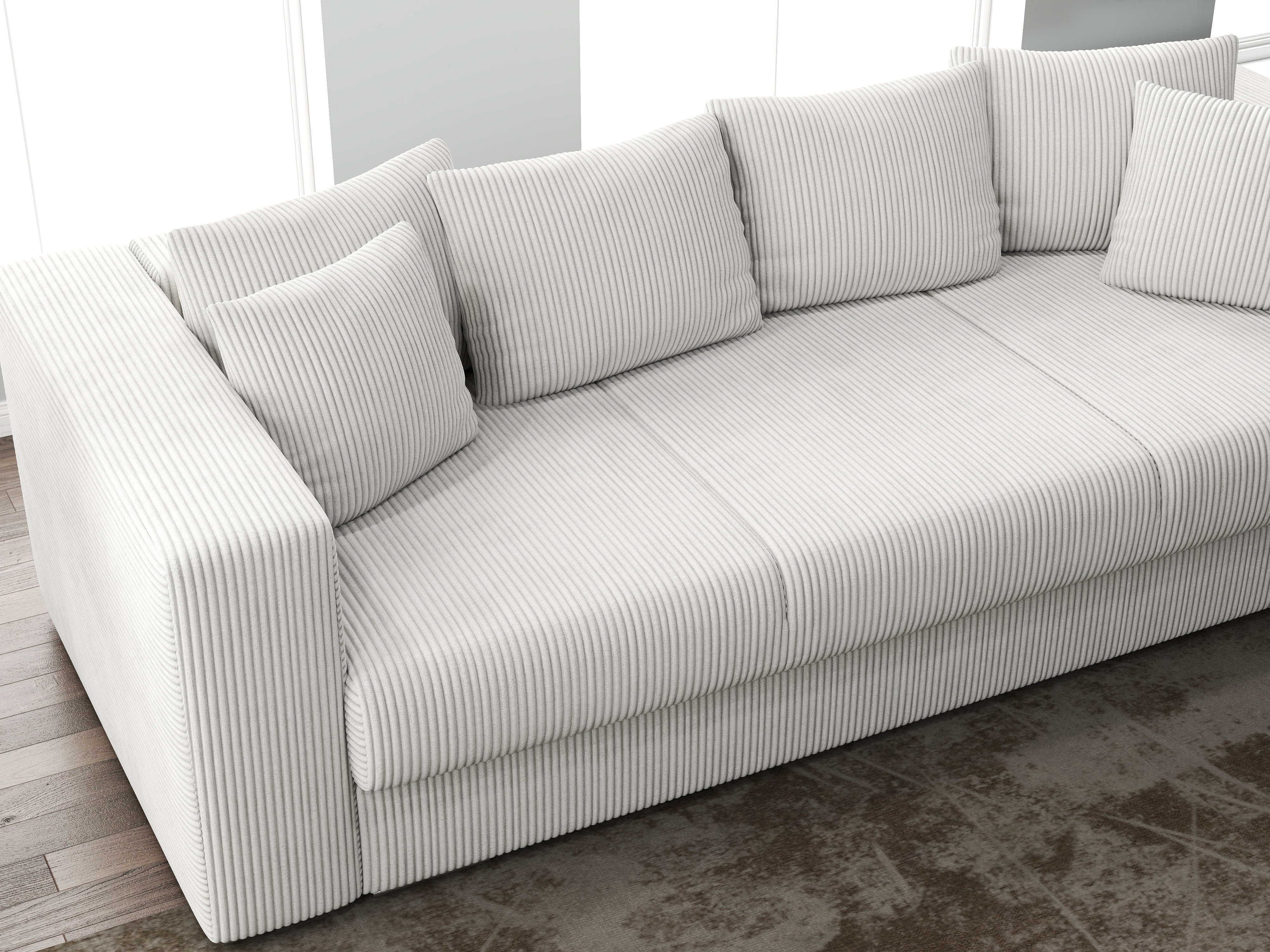Canapea extensibilă dumonde cu ladă de depozitare si sezut confortabil din spuma HR, Gloria Zoom Cream 240x100 cm Fabrica