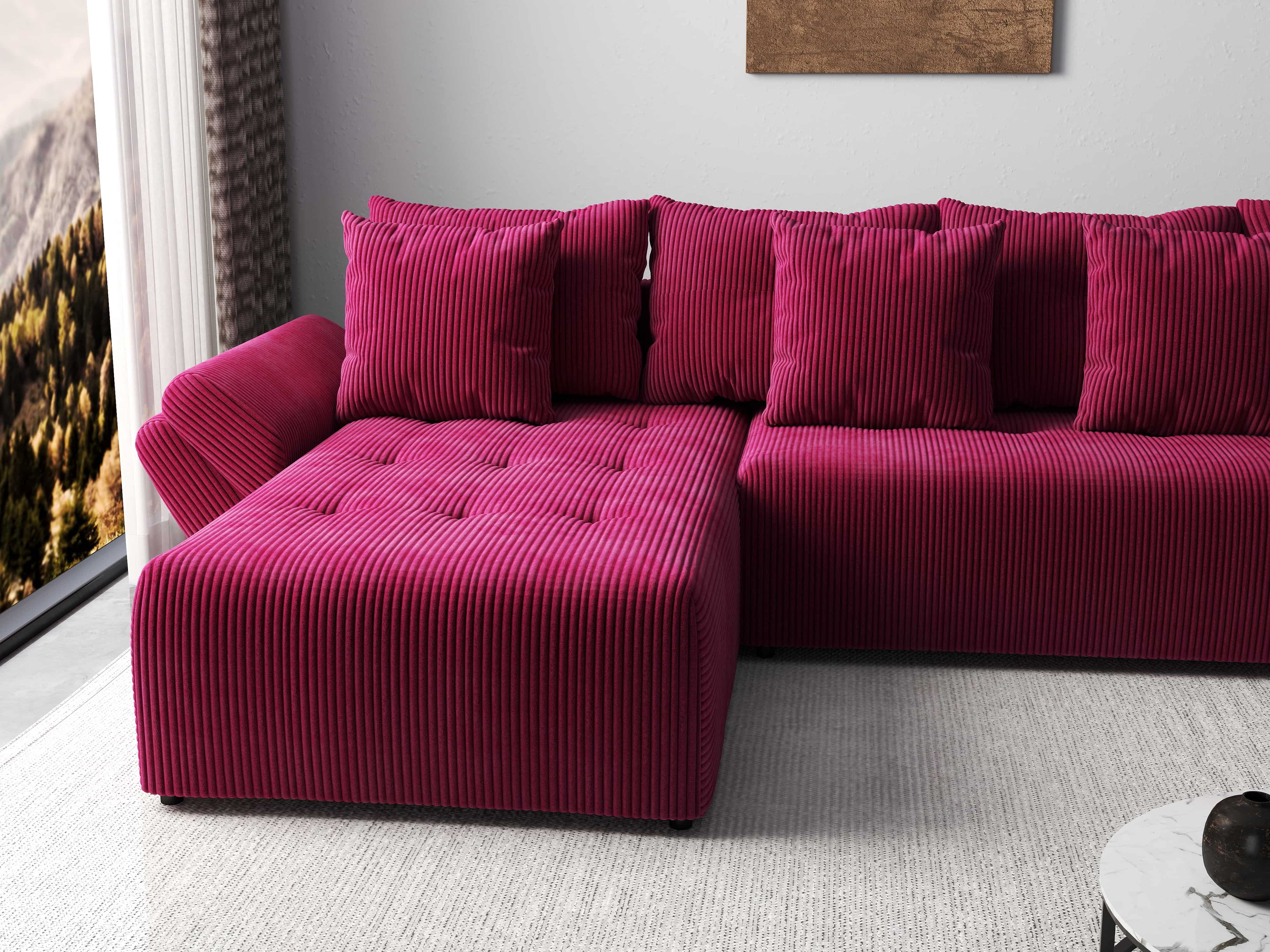 Colțar extensibil dumonde cu ladă de depozitare si sezut confortabil din spuma HR, Berlin XL Zoom Red 350x185 cm Fabrica