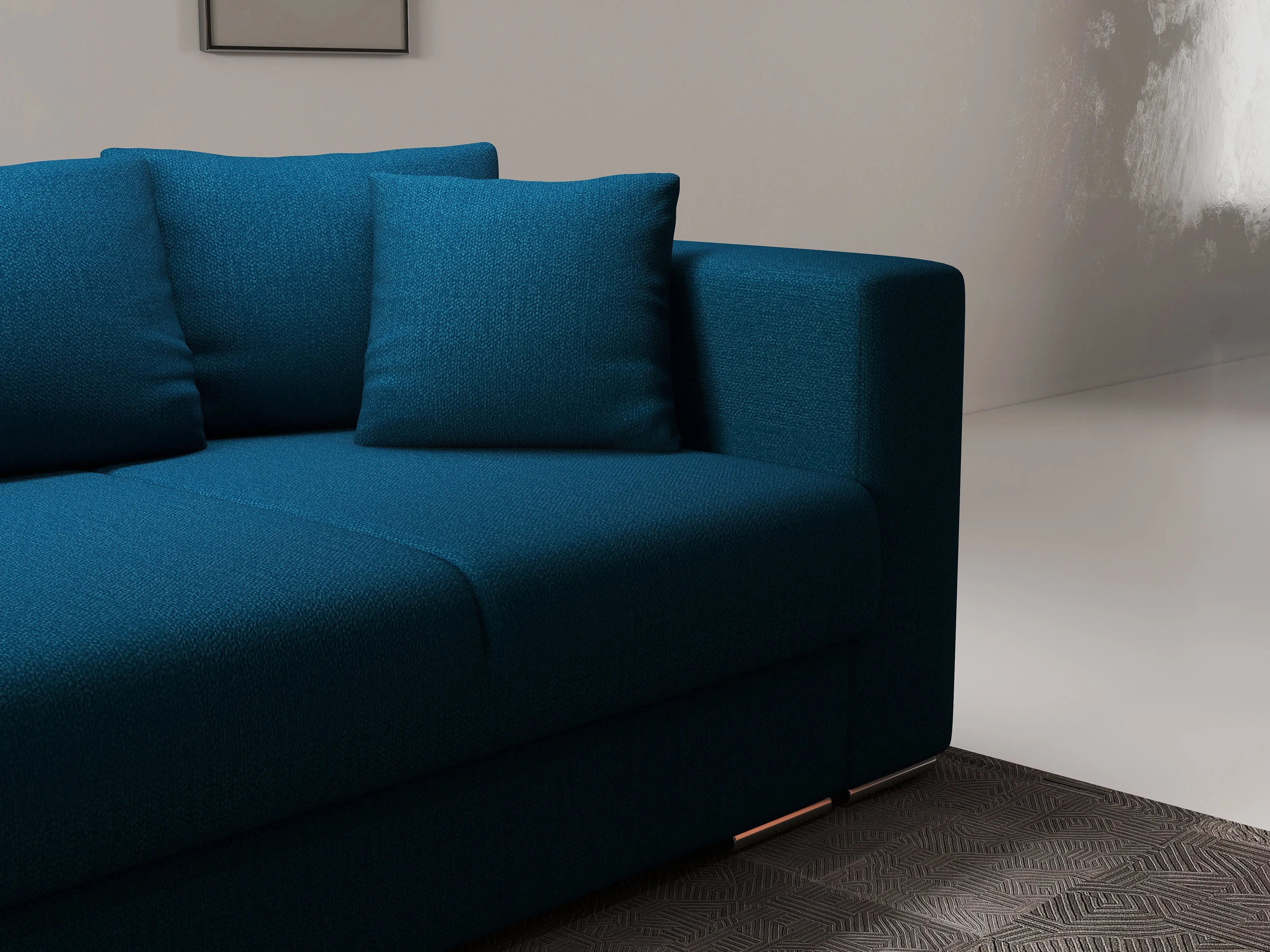 Canapea extensibilă dumonde cu ladă de depozitare si sezut confortabil din spuma HR, Gloria Green Petrol Lux 240x100 cm Fabrica