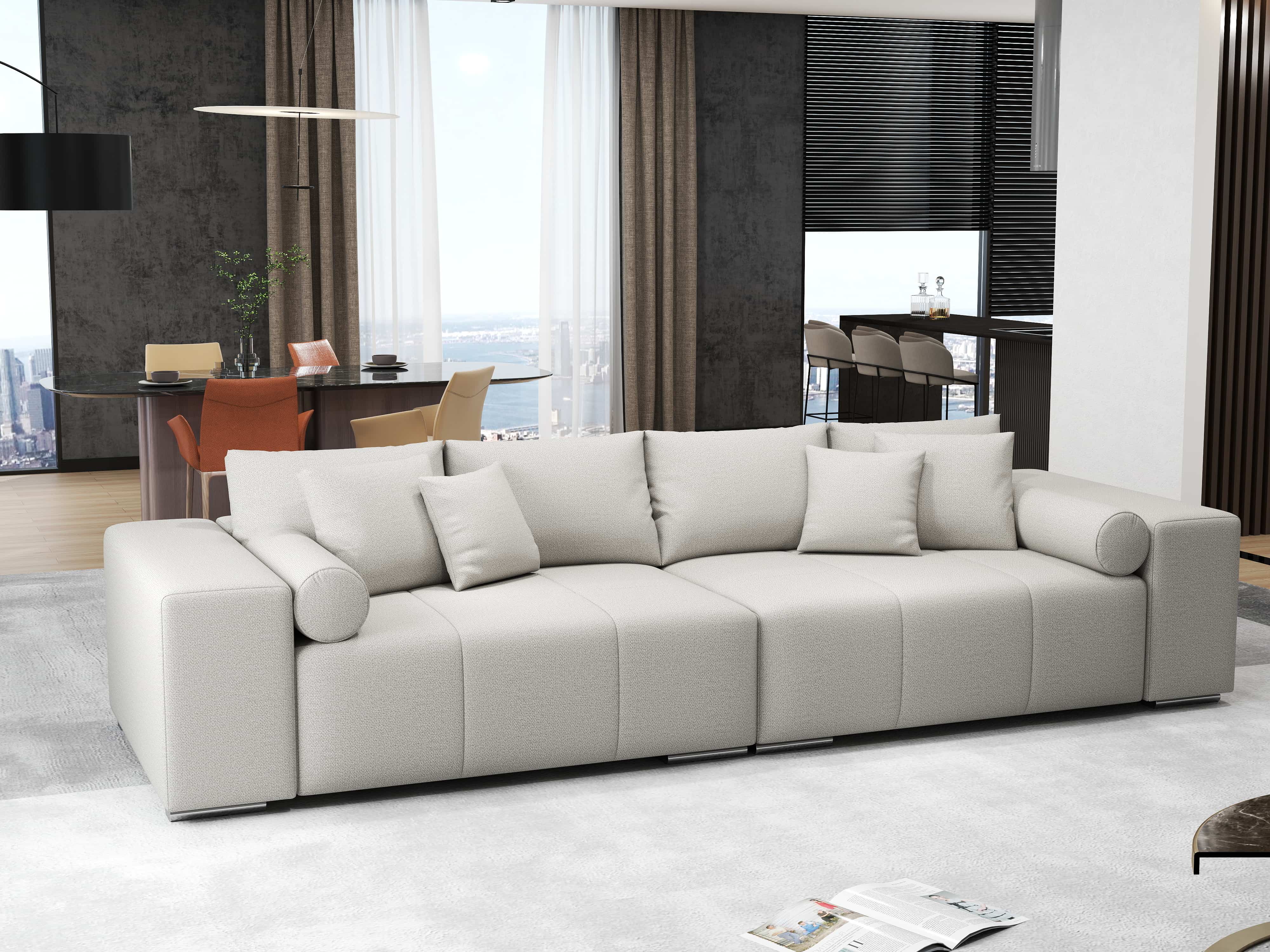 Canapea extensibilă dumonde cu ladă de depozitare si sezut confortabil din spuma HR, Marbela Enjoy Beige XXL 295x100 cm fabrica