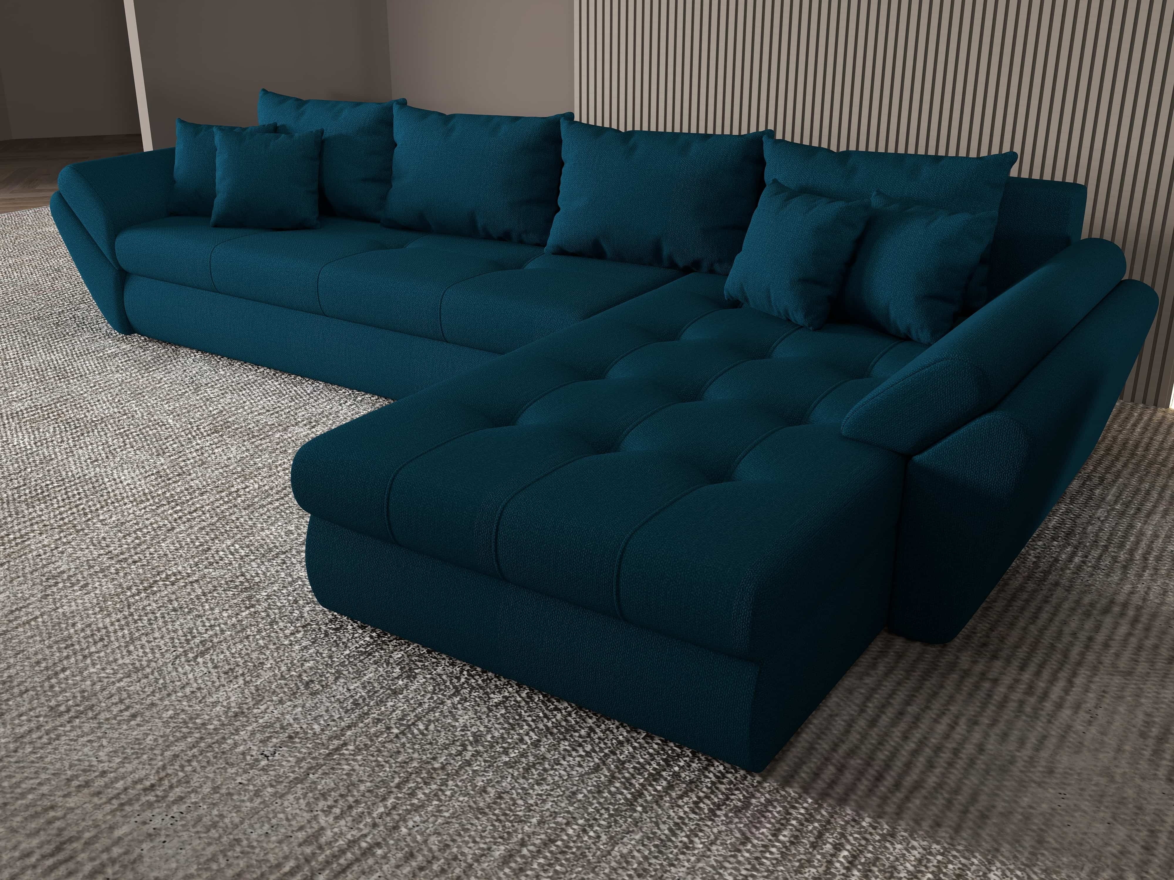 Colțar extensibil dumonde cu ladă de depozitare si sezut confortabil din spuma HR, Loana XL Enjoy Petrol II 335x185 cm Fabrica