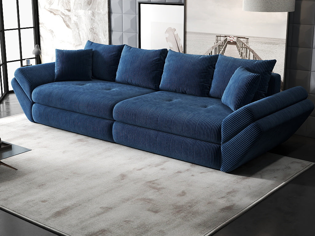 Canapea extensibilă dumonde cu ladă de depozitare si sezut confortabil din spuma HR, Loana Zoom Albastru 300x100 cm Fabrica