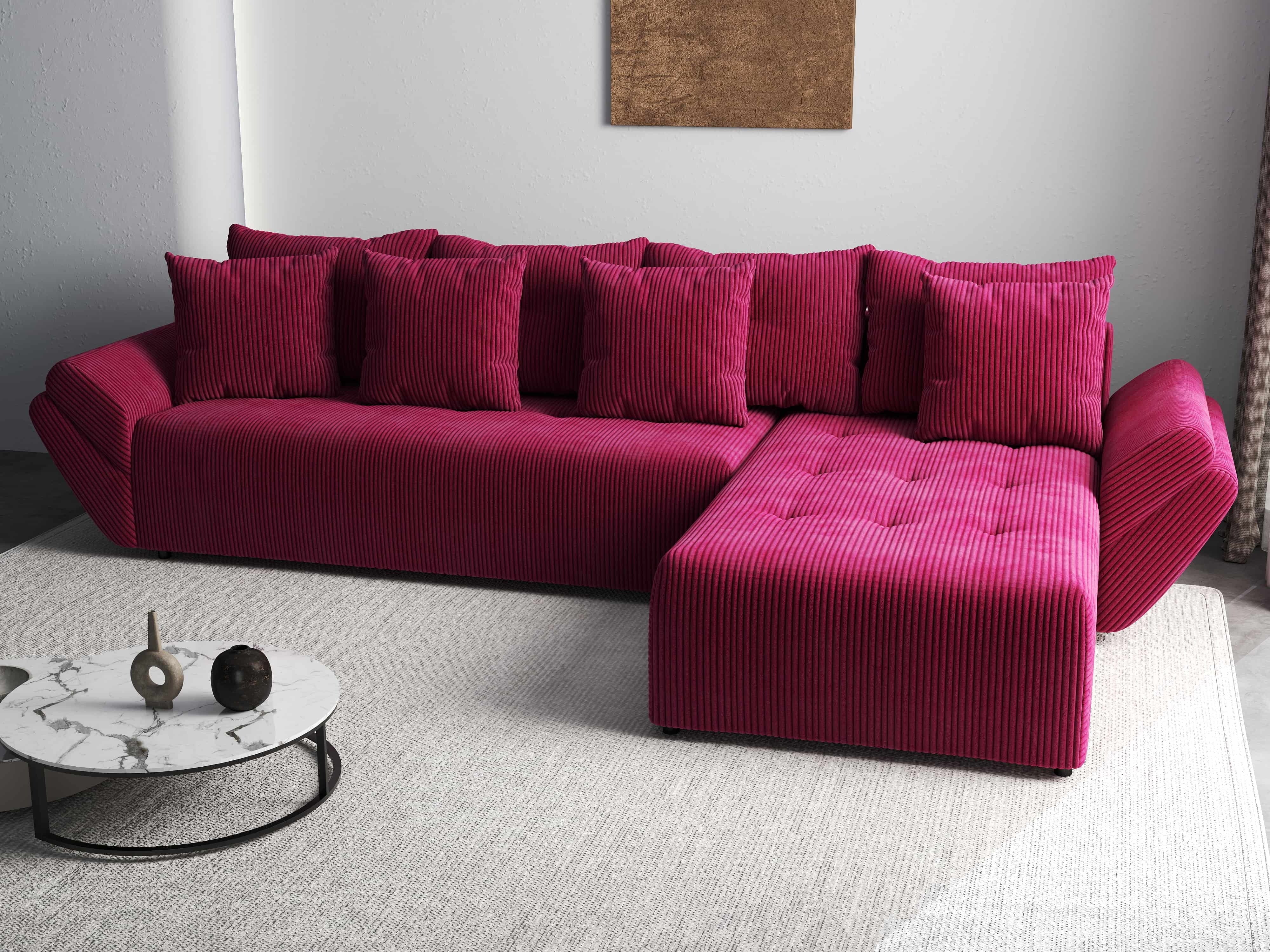 Colțar extensibil dumonde cu ladă de depozitare si sezut confortabil din spuma HR, Berlin XL Zoom Red 350x185 cm II Fabrica