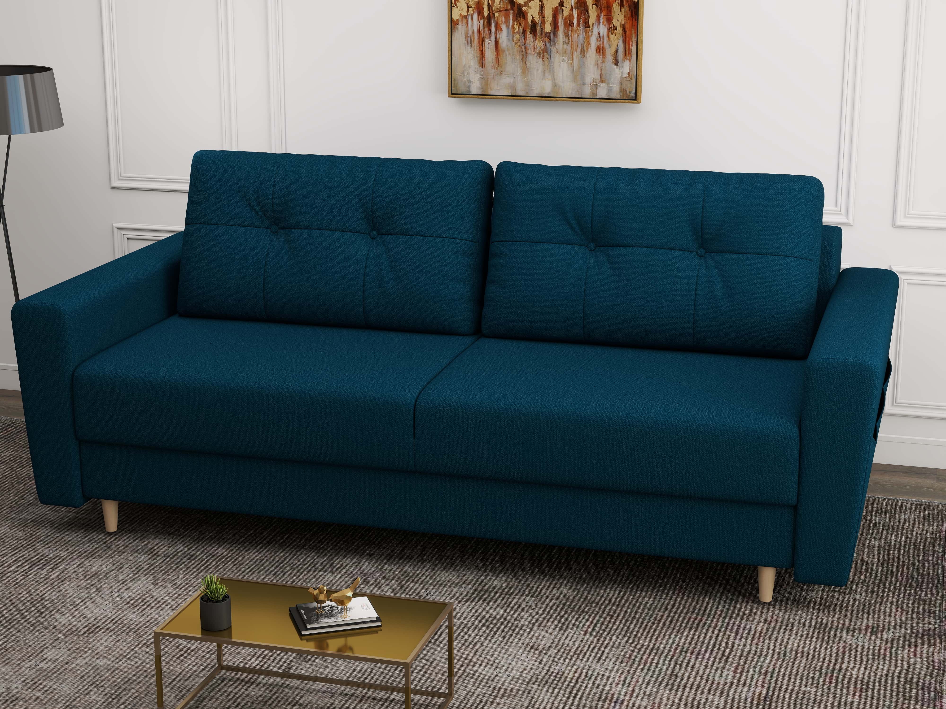 Canapea extensibilă dumonde cu ladă de depozitare si sezut confortabil din spuma HR, Summer Enjoy Petrol 225x100 cm fabrica