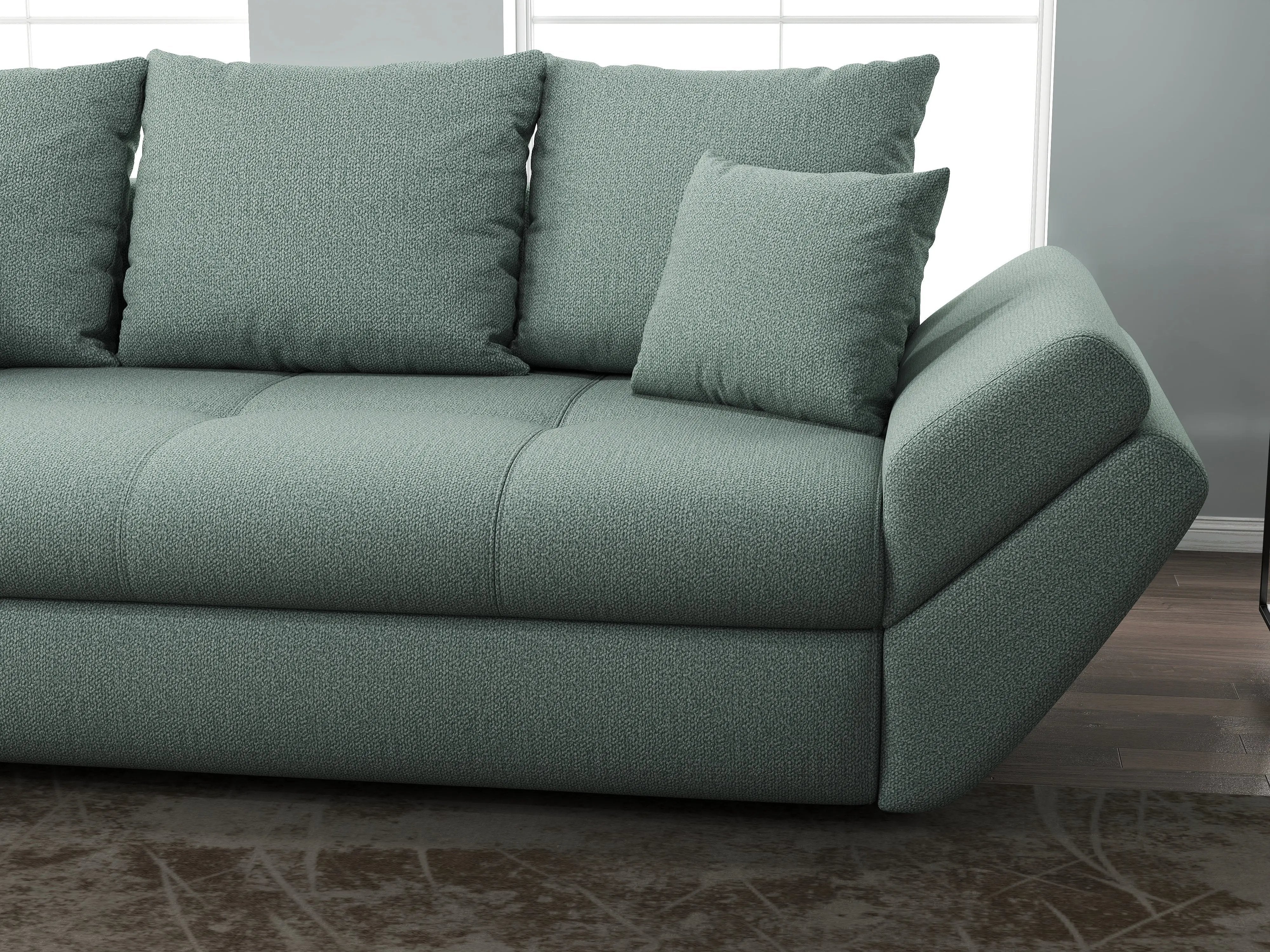 Canapea extensibilă dumonde cu ladă de depozitare si sezut confortabil din spuma HR, Loana Enjoy Mint 250x100 cm Fabrica