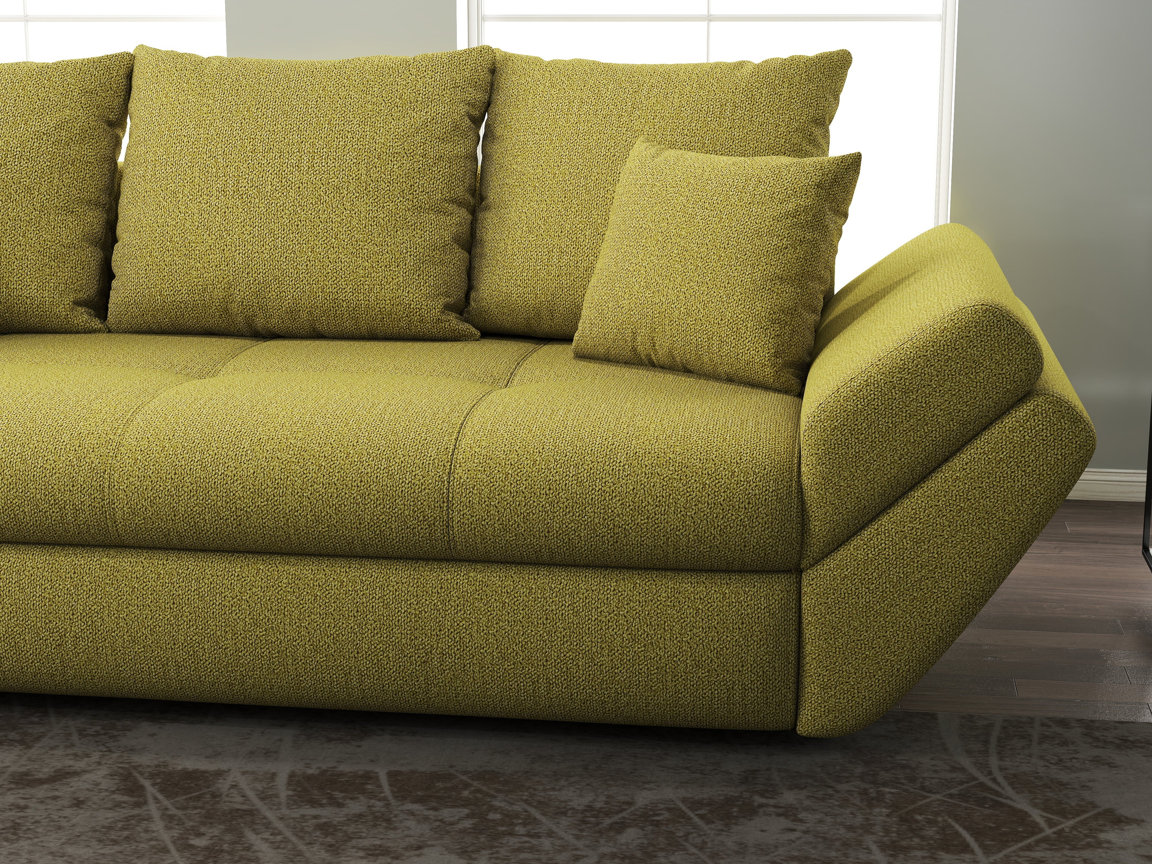 Canapea extensibilă dumonde cu ladă de depozitare si sezut confortabil din spuma HR, Loana Enjoy Green 250x100 cm Fabrica