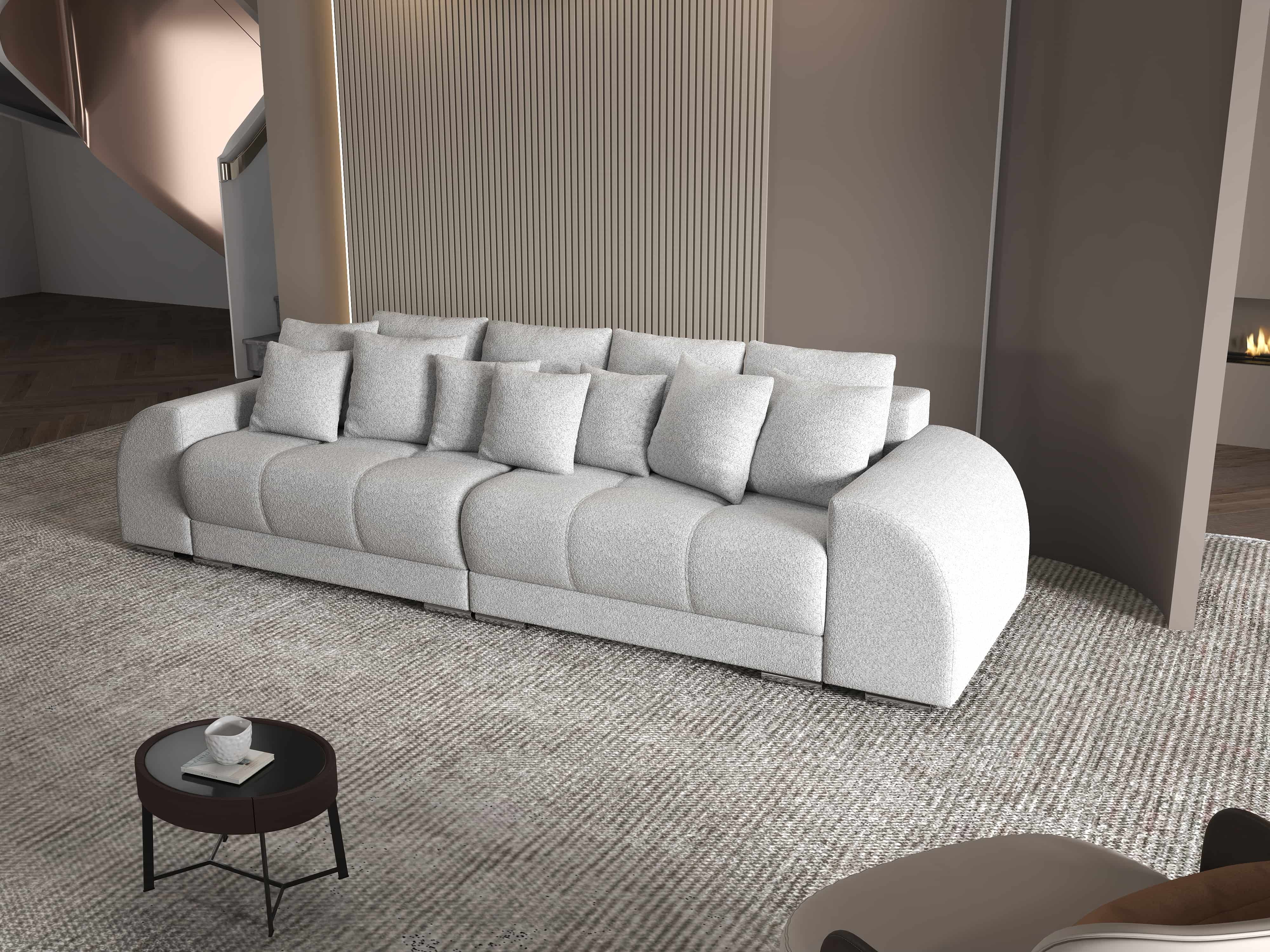 Canapea extensibilă dumonde cu 2 lăzi de depozitare si sezut confortabil din spuma HR, Verona Euphoria Dove 310x100 cm Fabrica