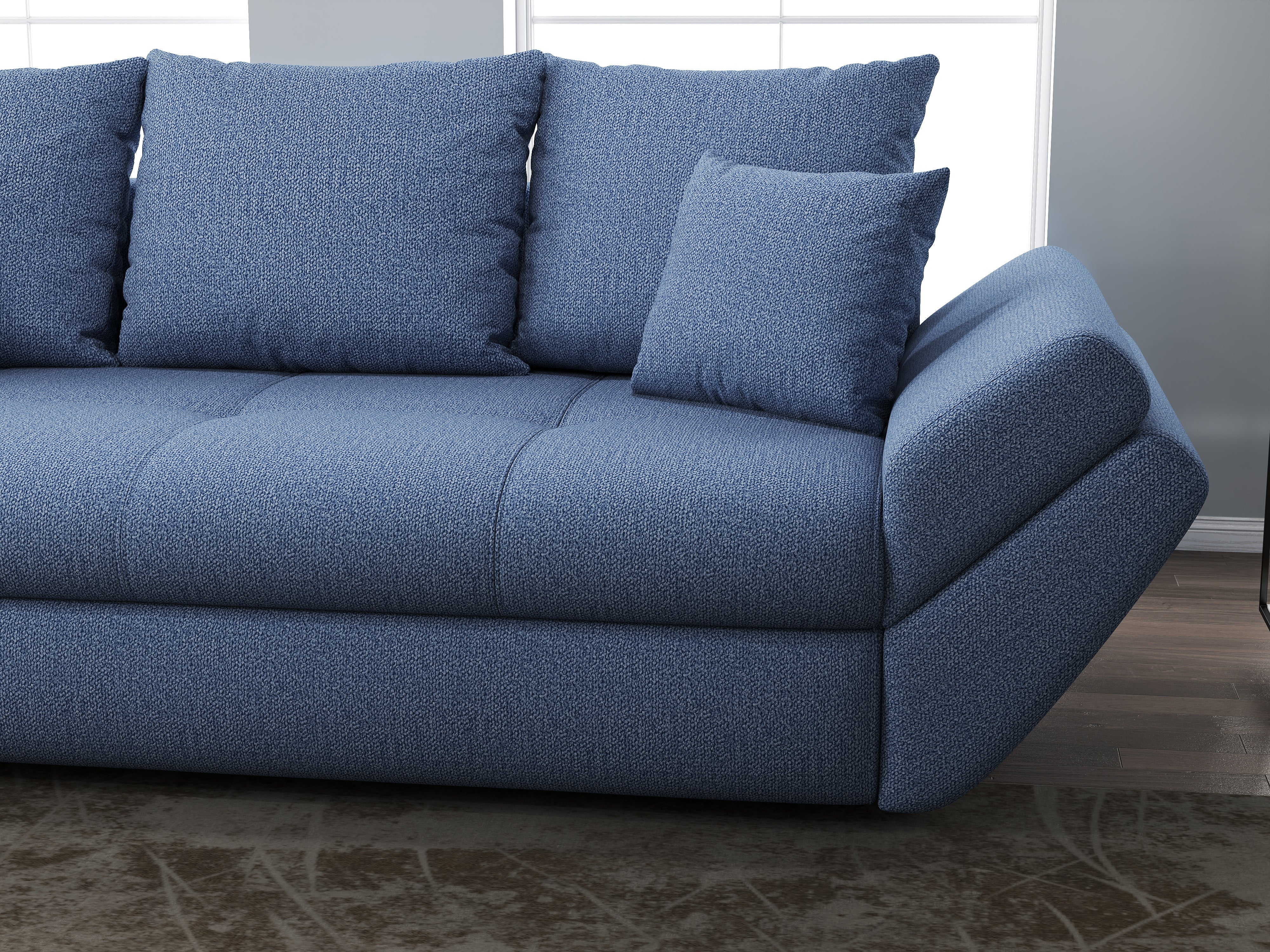 Canapea extensibilă dumonde cu ladă de depozitare si sezut confortabil din spuma HR, Loana Enjoy Blue 250x100 cm Fabrica