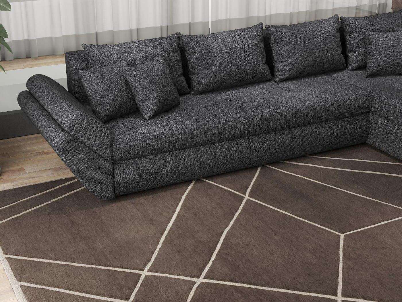 Colțar extensibil dumonde cu ladă de depozitare si sezut confortabil din spuma HR, Loana XL Enjoy Grafit II 335x185 cm Fabrica
