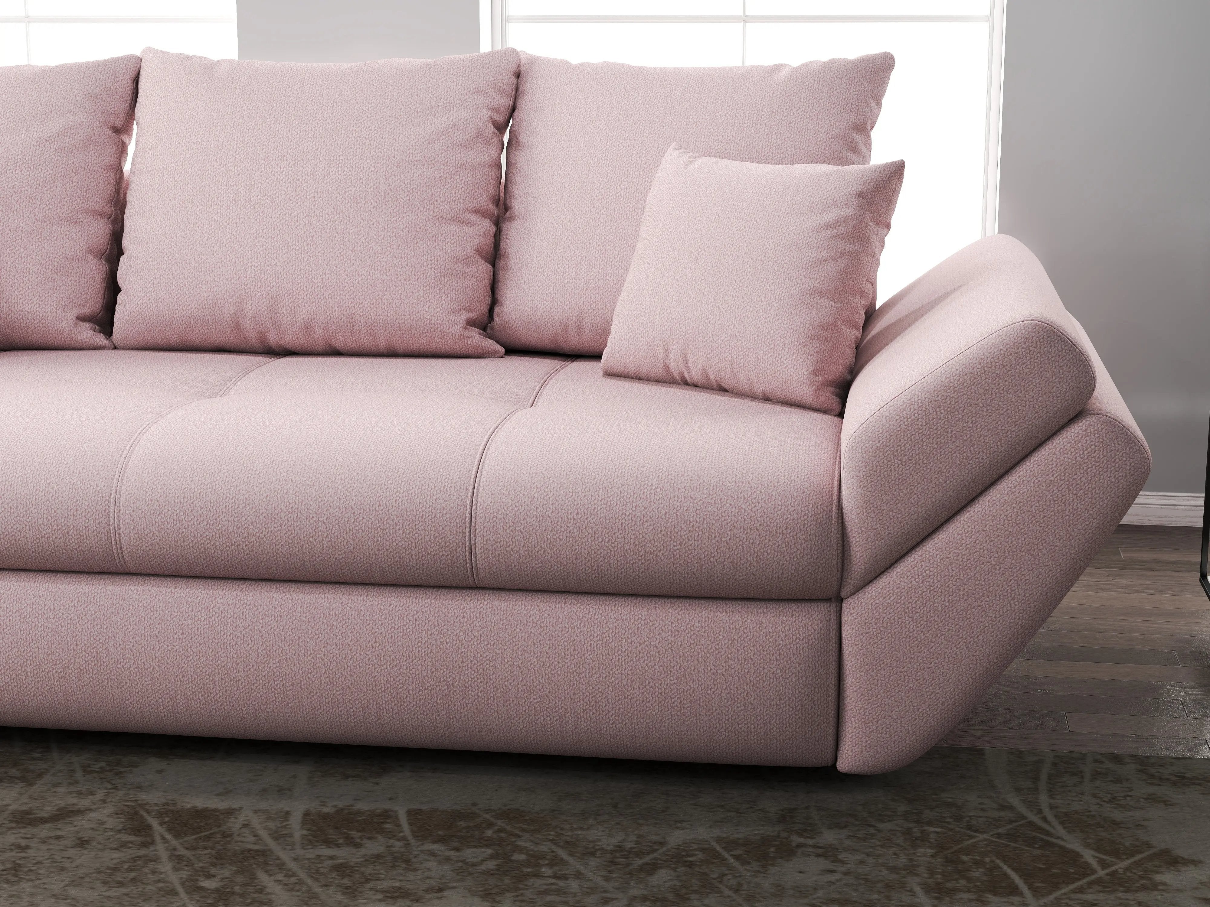 Canapea extensibilă dumonde cu ladă de depozitare si sezut confortabil din spuma HR, Loana Enjoy Flamingo 250x100 cm Fabrica